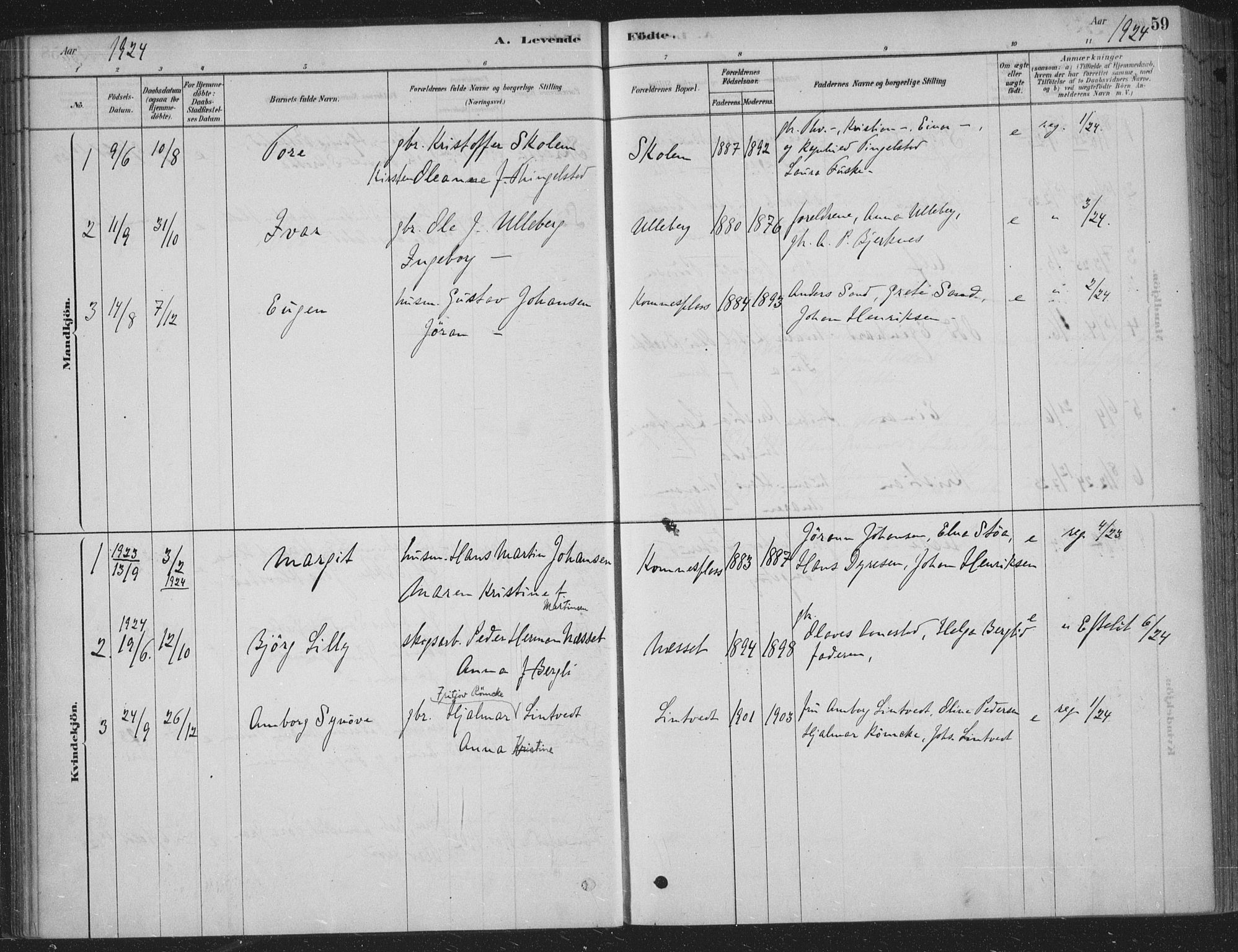 Sandsvær kirkebøker, AV/SAKO-A-244/F/Fe/L0001: Parish register (official) no. V 1, 1878-1936, p. 59