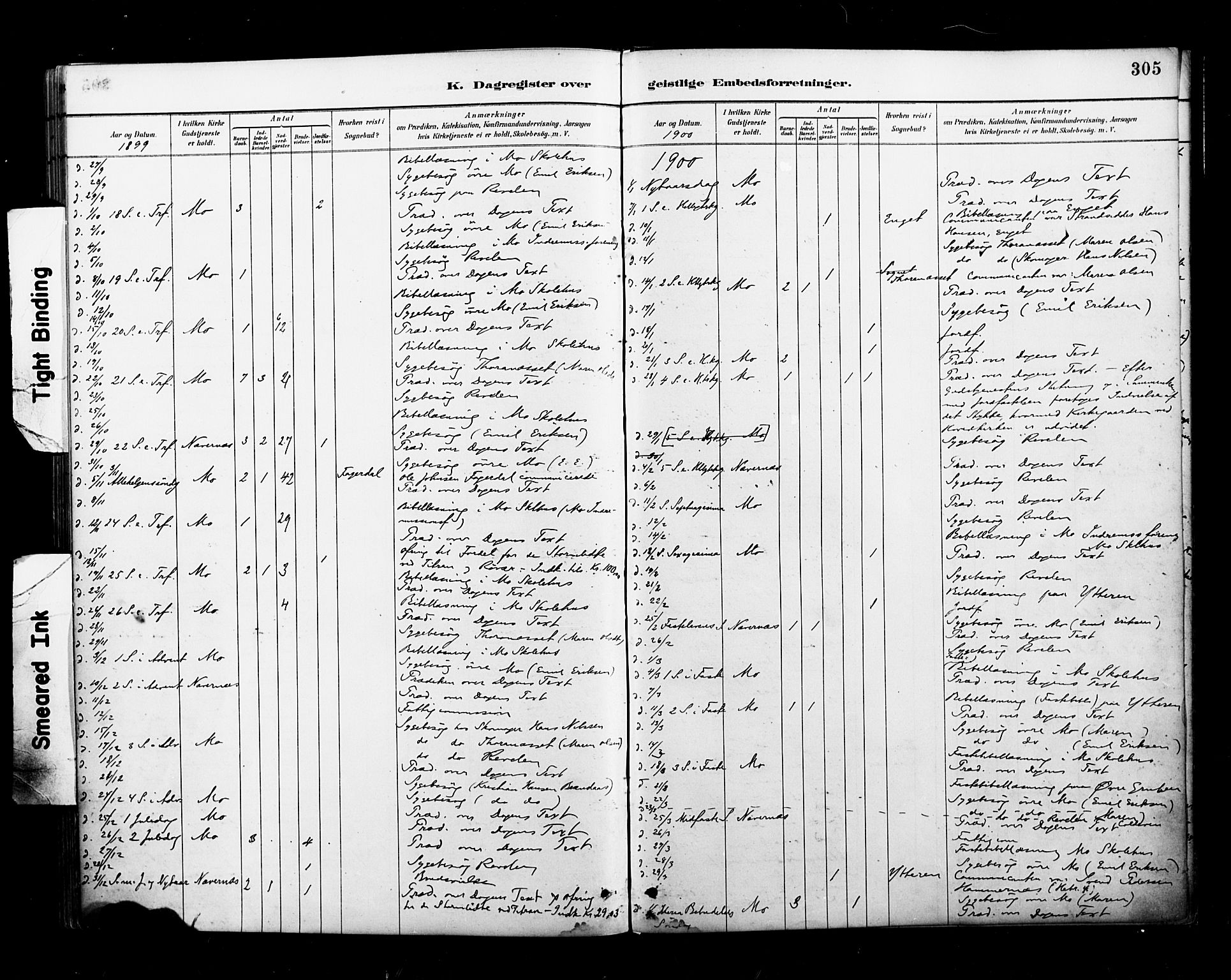 Ministerialprotokoller, klokkerbøker og fødselsregistre - Nordland, SAT/A-1459/827/L0401: Parish register (official) no. 827A13, 1887-1905, p. 305