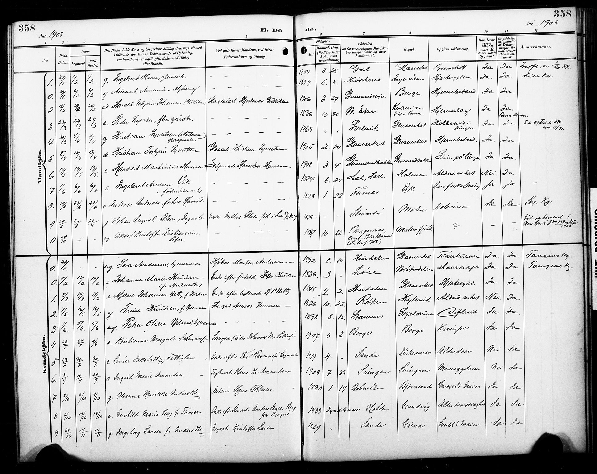 Skoger kirkebøker, AV/SAKO-A-59/G/Ga/L0003: Parish register (copy) no. I 3, 1900-1927, p. 358