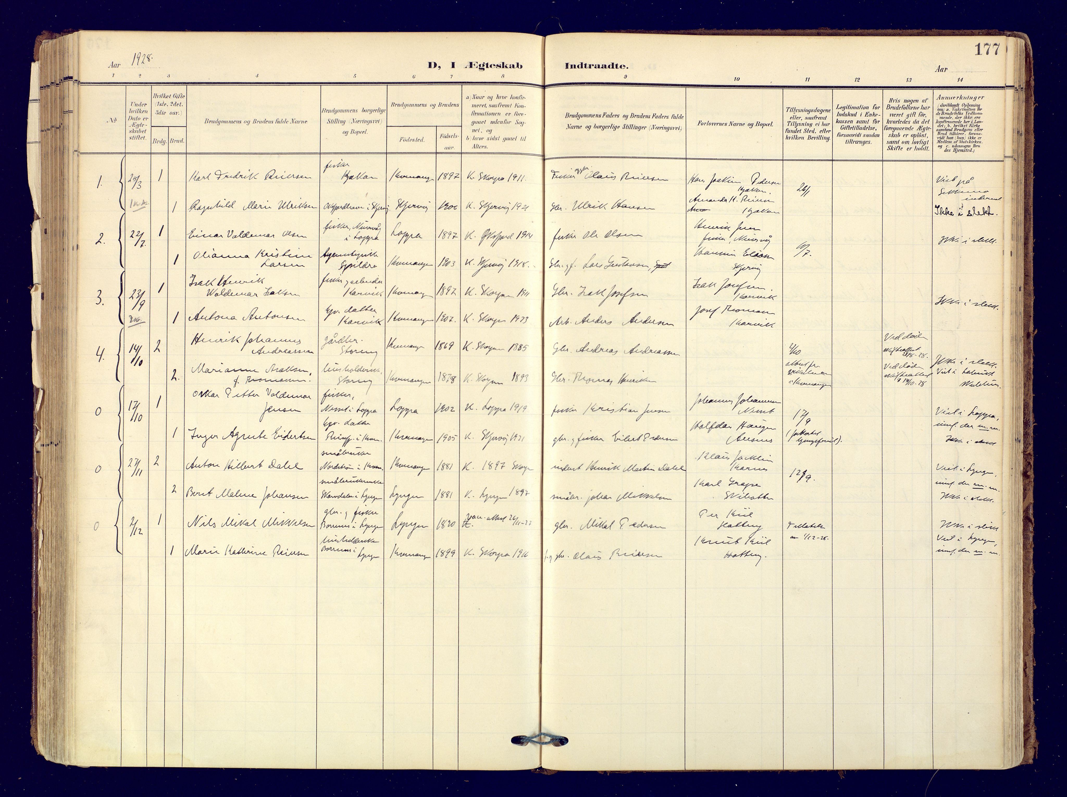 Skjervøy sokneprestkontor, AV/SATØ-S-1300/H/Ha/Haa: Parish register (official) no. 19, 1908-1936, p. 177