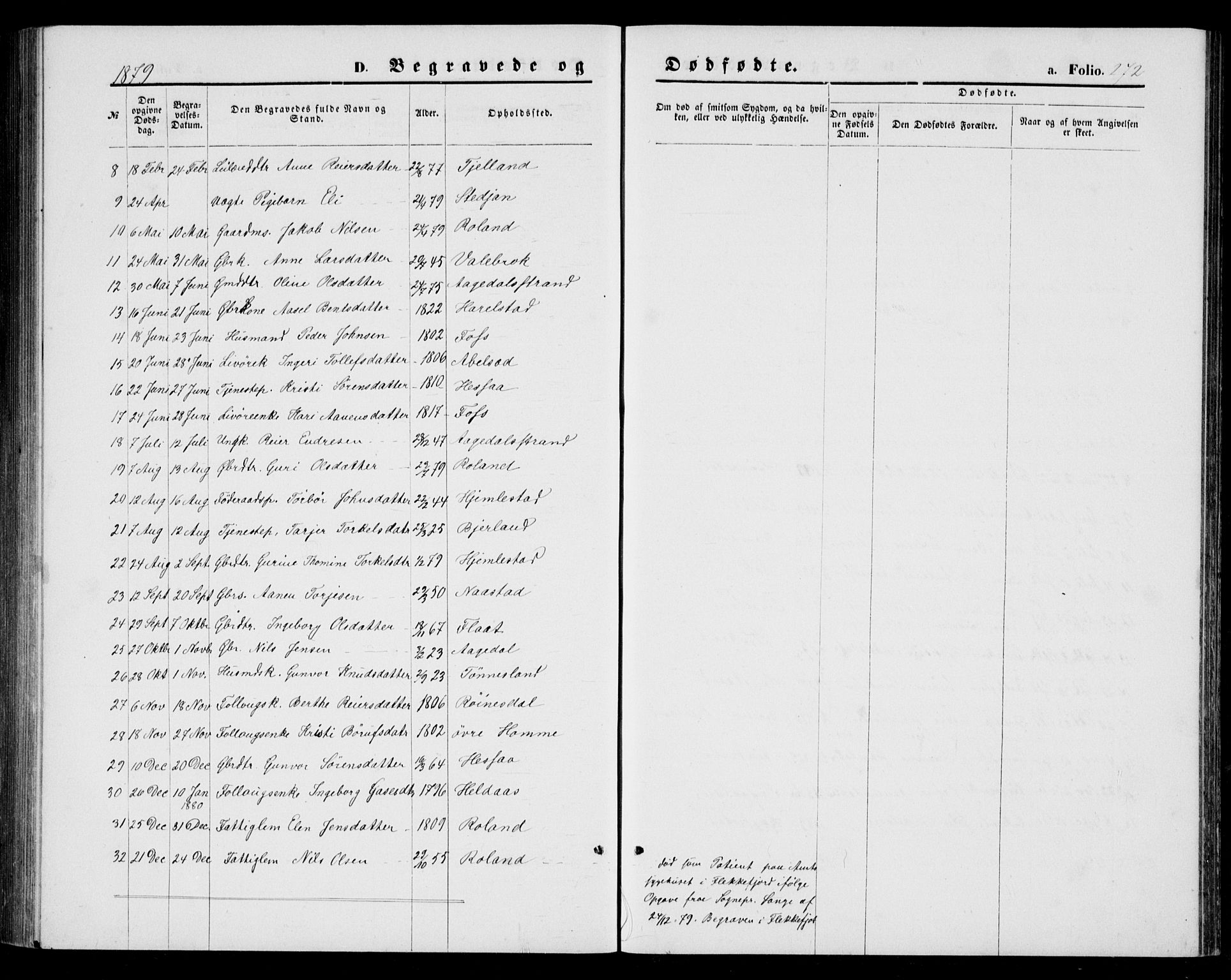 Bjelland sokneprestkontor, AV/SAK-1111-0005/F/Fb/Fba/L0004: Parish register (copy) no. B 4, 1869-1886, p. 272