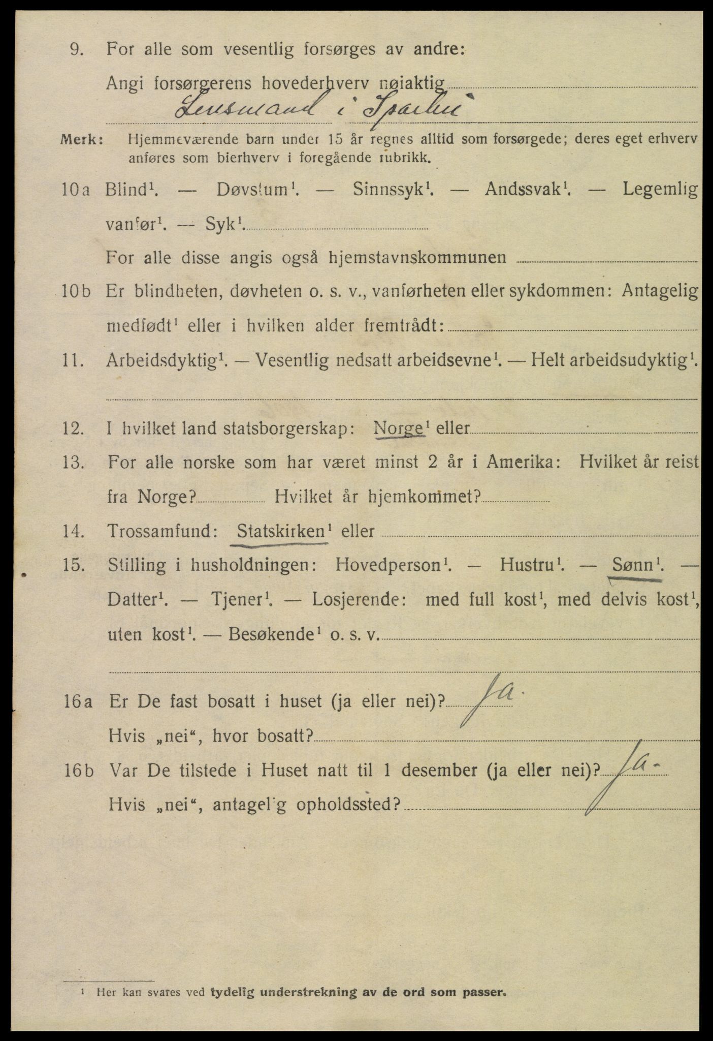 SAT, 1920 census for Steinkjer, 1920, p. 2353