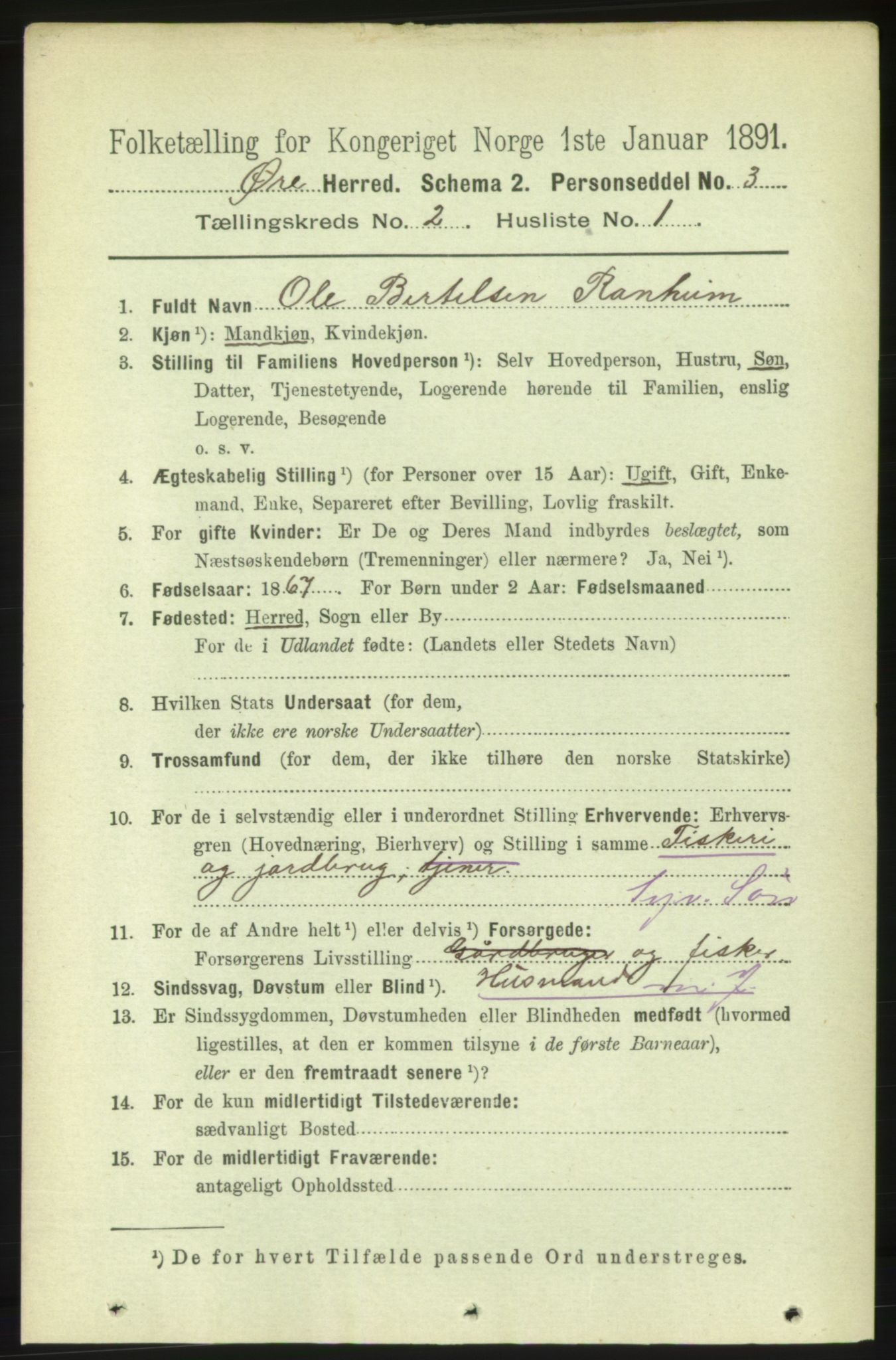 RA, 1891 census for 1558 Øre, 1891, p. 505