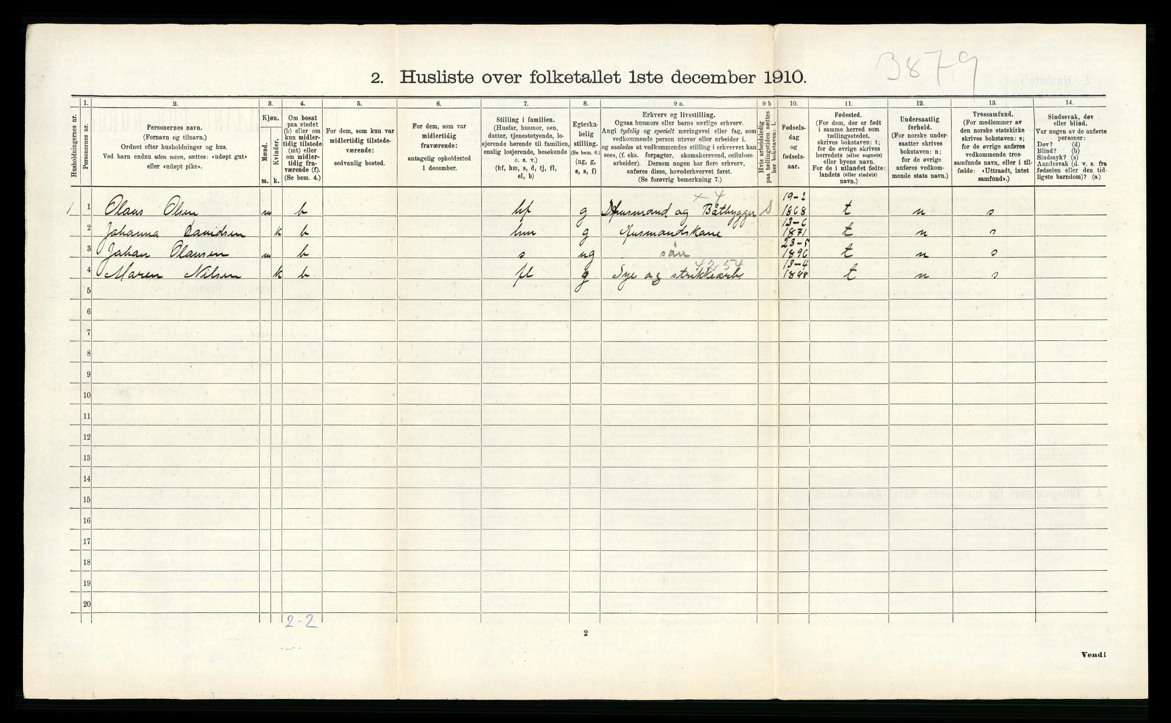 RA, 1910 census for Hemnes, 1910, p. 1423