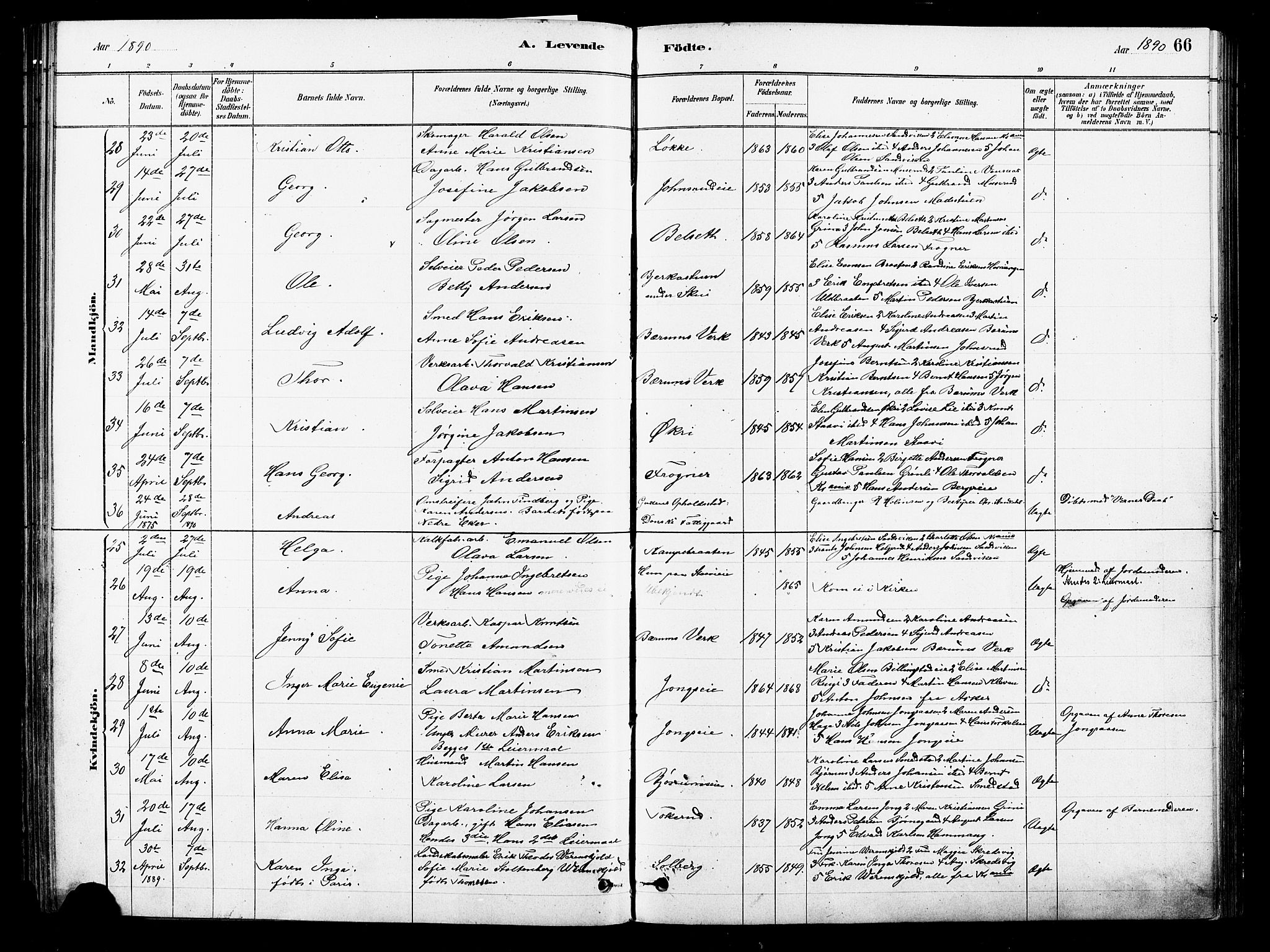 Asker prestekontor Kirkebøker, SAO/A-10256a/F/Fb/L0001: Parish register (official) no. II 1, 1879-1895, p. 66