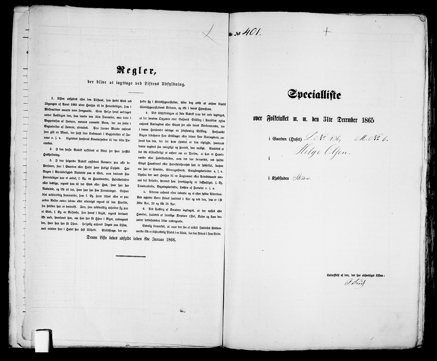 RA, 1865 census for Skien, 1865, p. 827