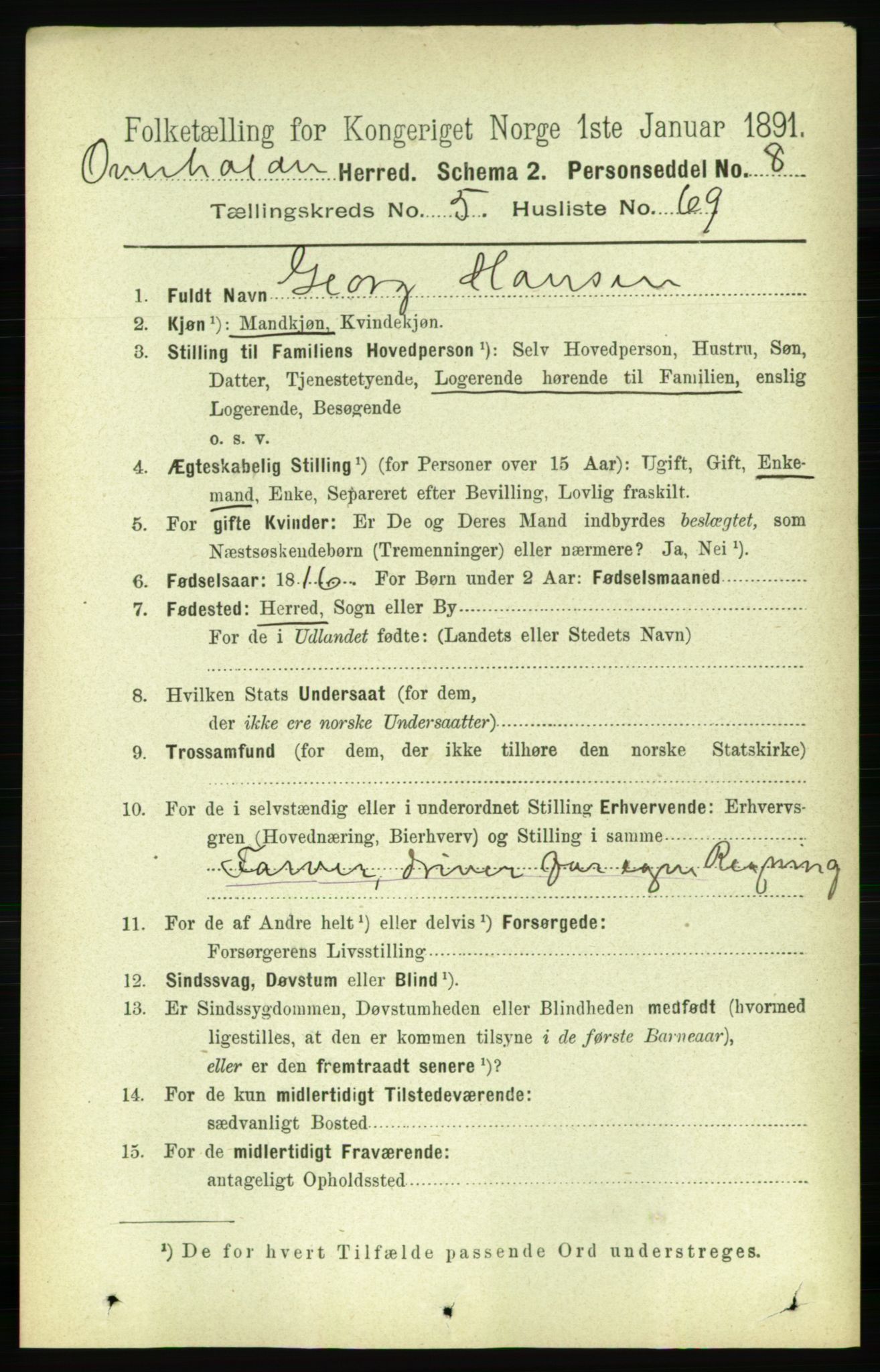 RA, 1891 census for 1744 Overhalla, 1891, p. 2072