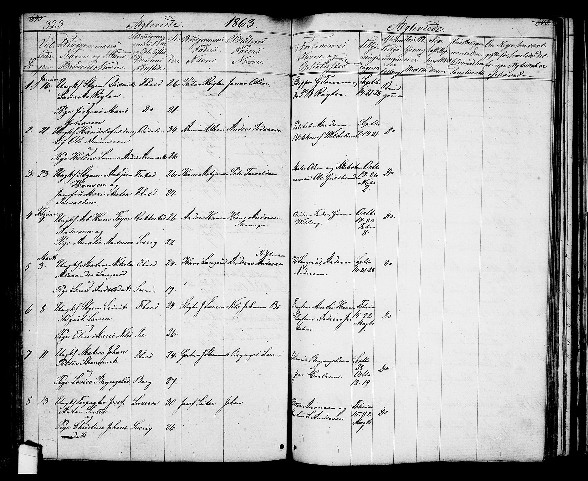 Halden prestekontor Kirkebøker, SAO/A-10909/G/Ga/L0005a: Parish register (copy) no. 5A, 1855-1864, p. 323