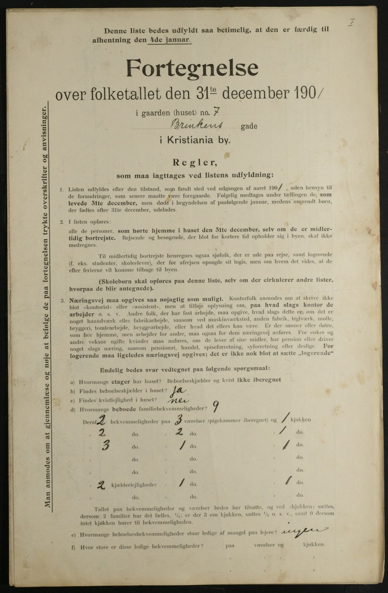 OBA, Municipal Census 1901 for Kristiania, 1901, p. 1457