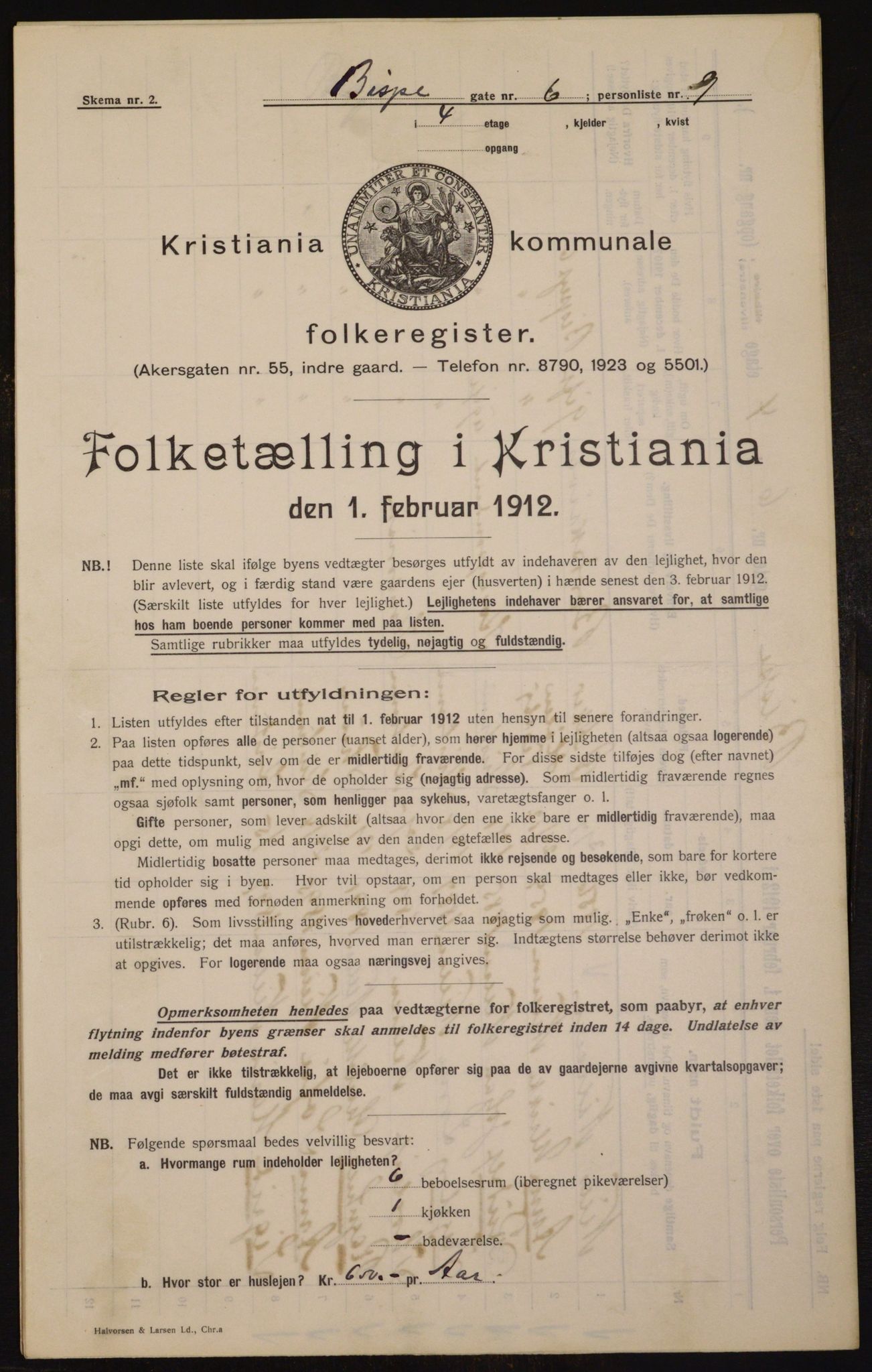 OBA, Municipal Census 1912 for Kristiania, 1912, p. 5238