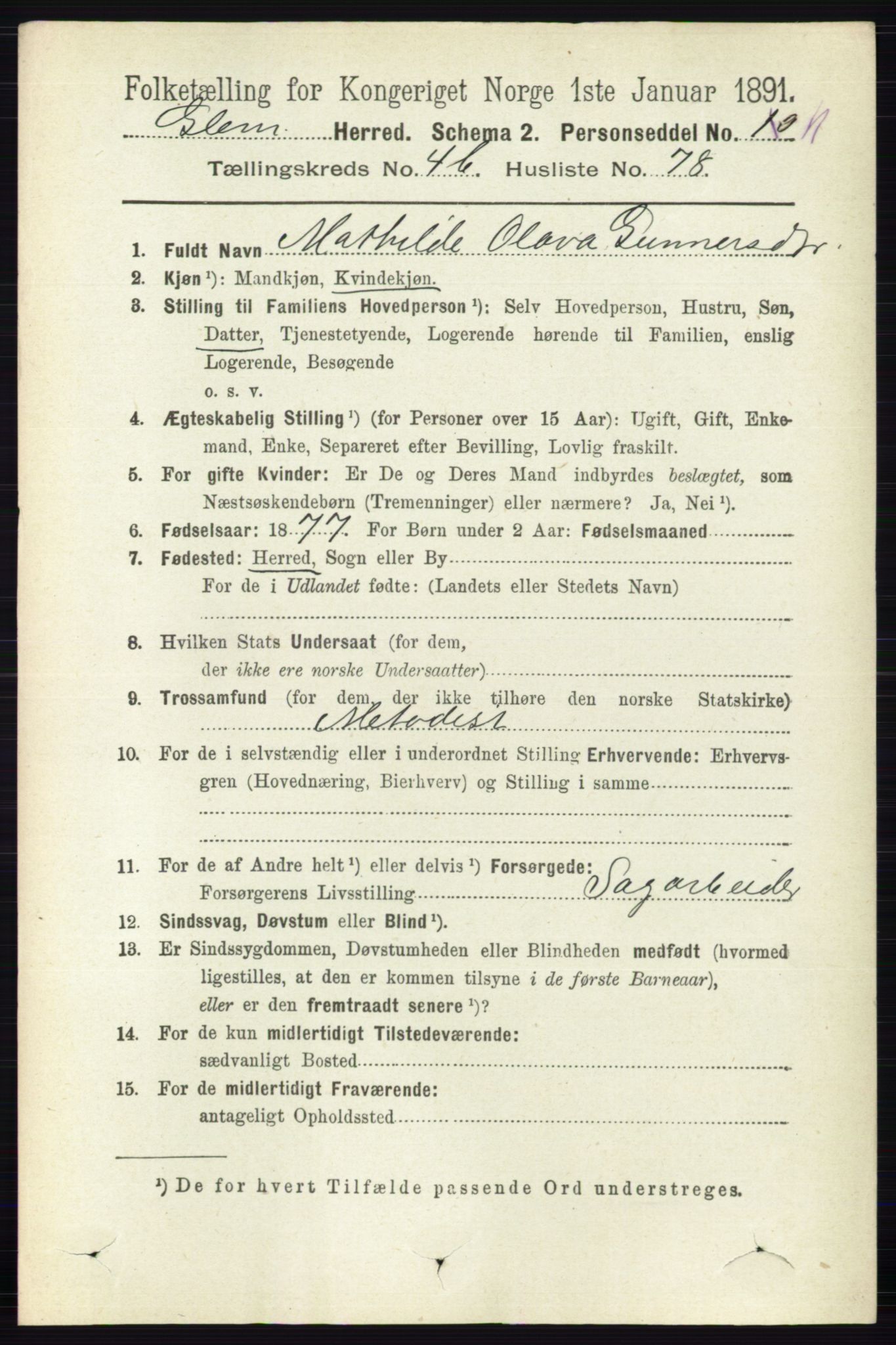 RA, 1891 census for 0132 Glemmen, 1891, p. 5686