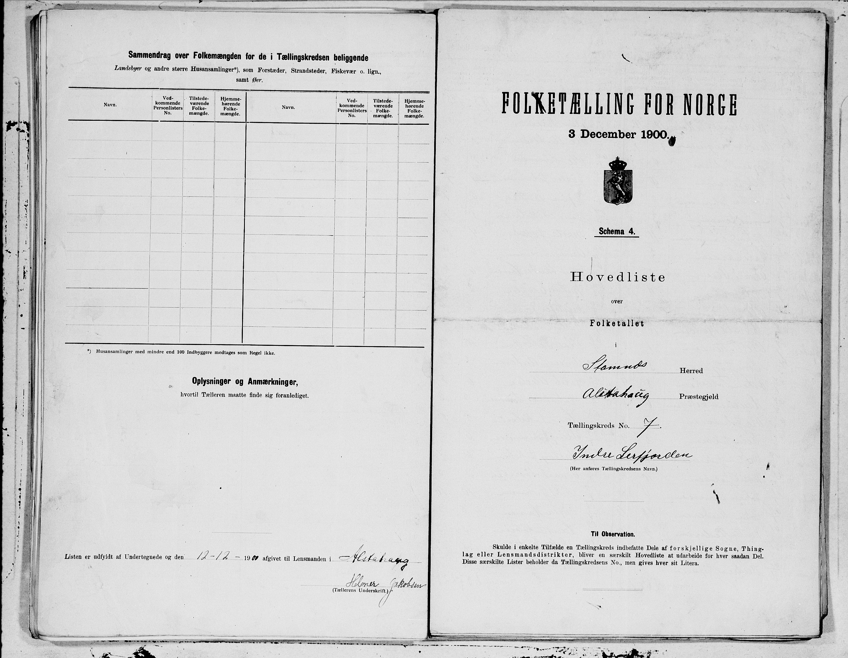 SAT, 1900 census for Stamnes, 1900, p. 14