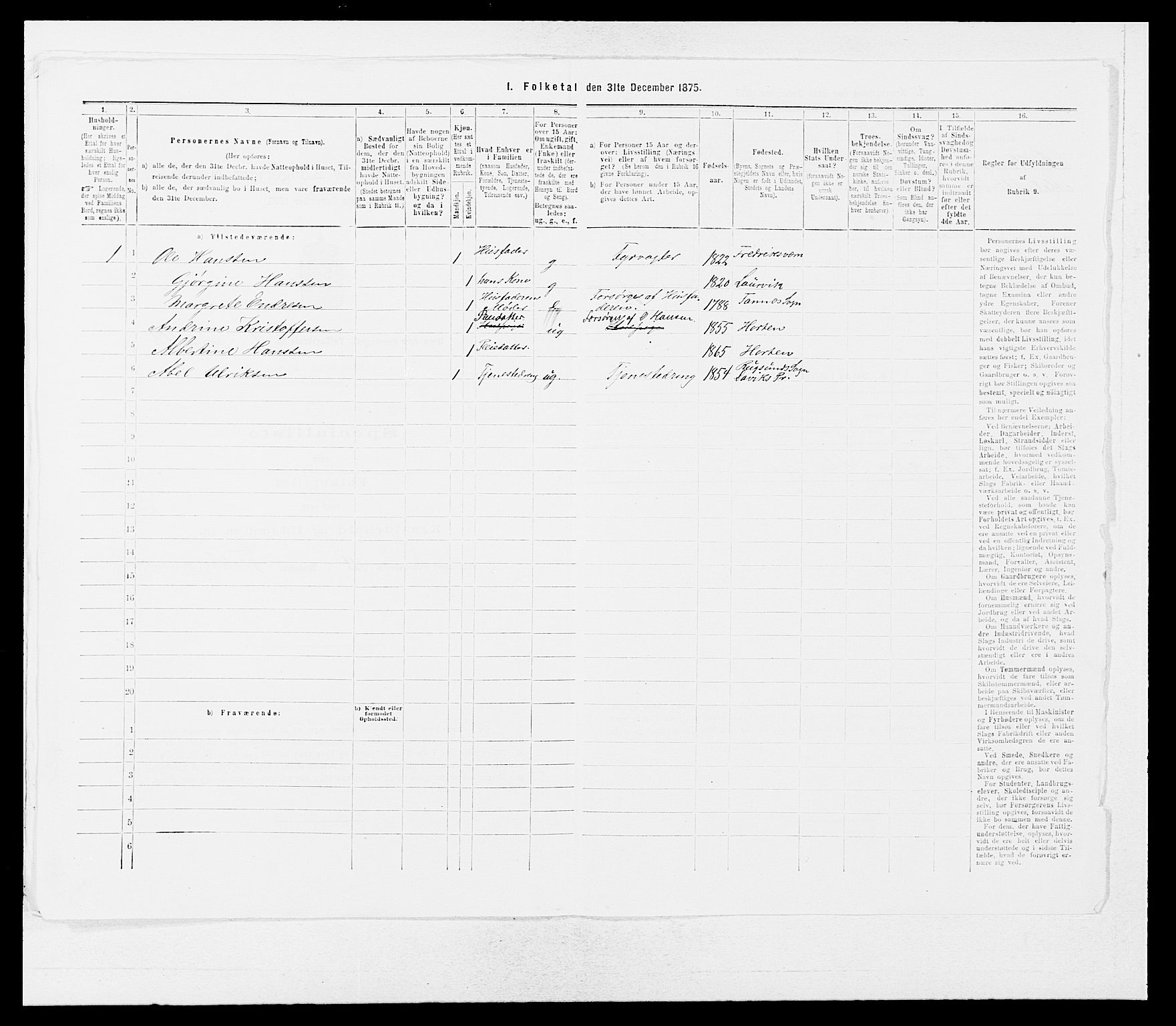 SAB, 1875 Census for 1438P Bremanger, 1875, p. 172