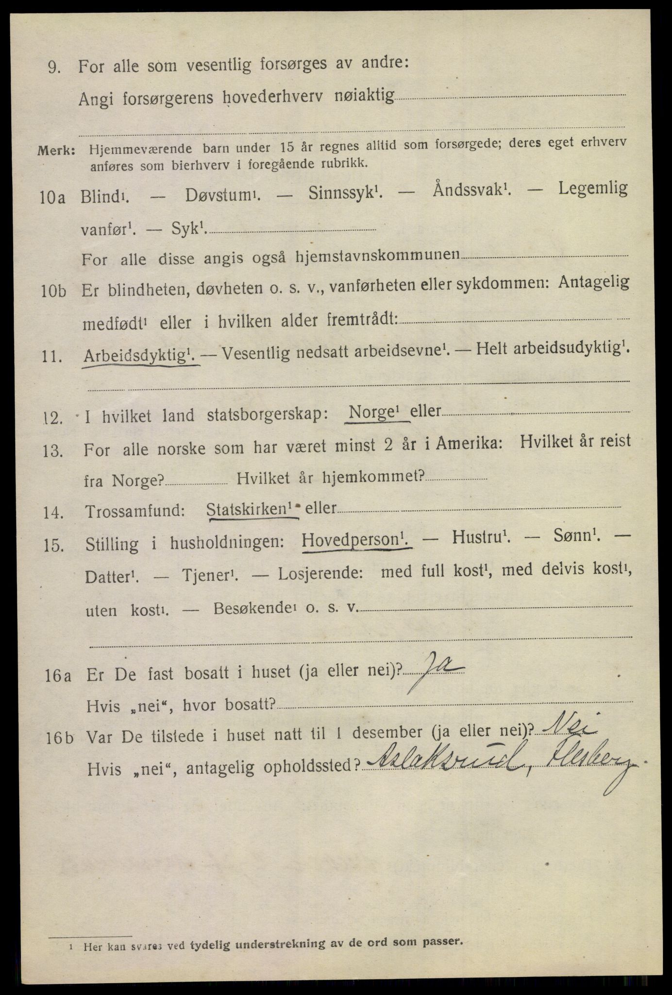 SAKO, 1920 census for Flesberg, 1920, p. 5044