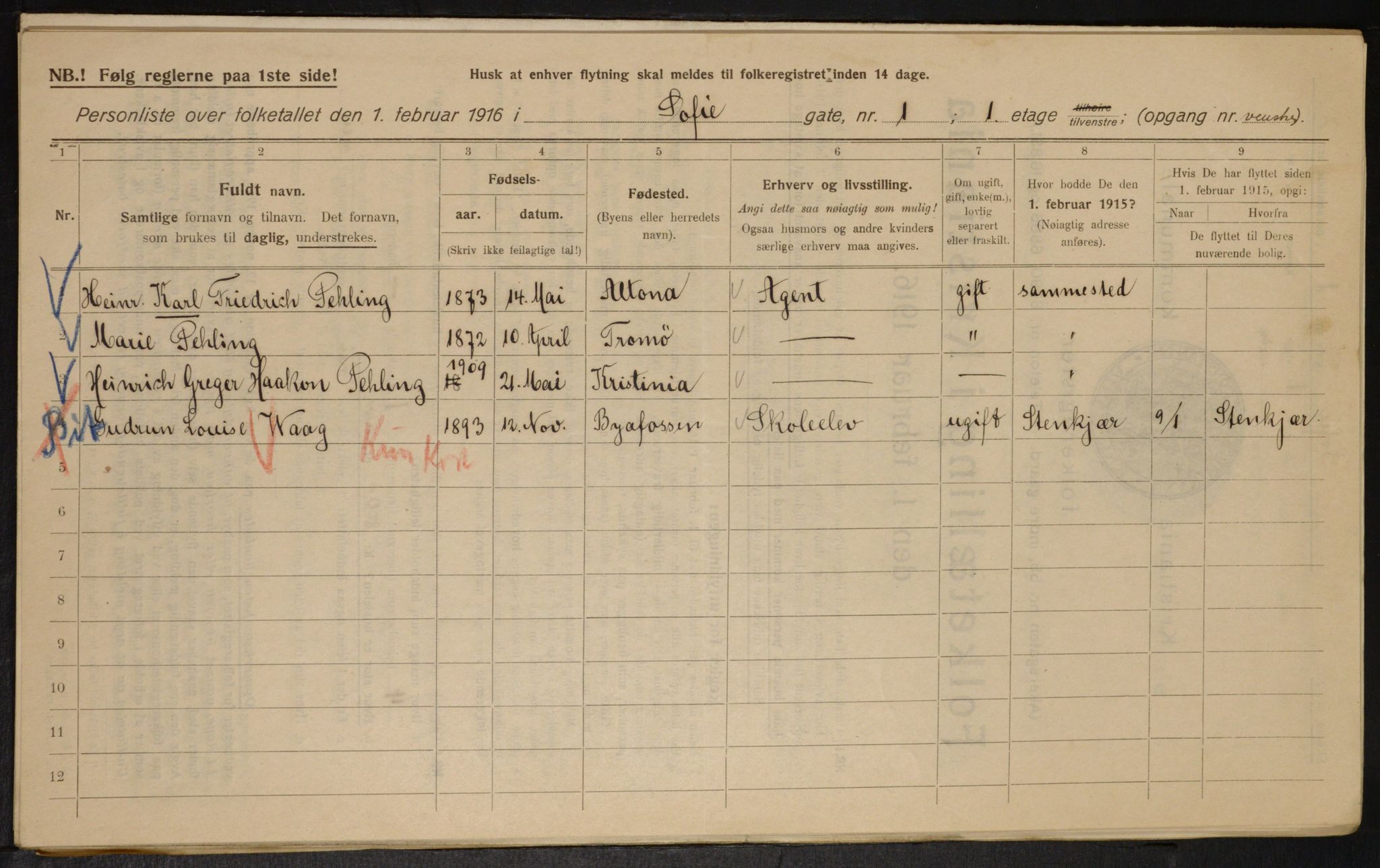 OBA, Municipal Census 1916 for Kristiania, 1916, p. 101159