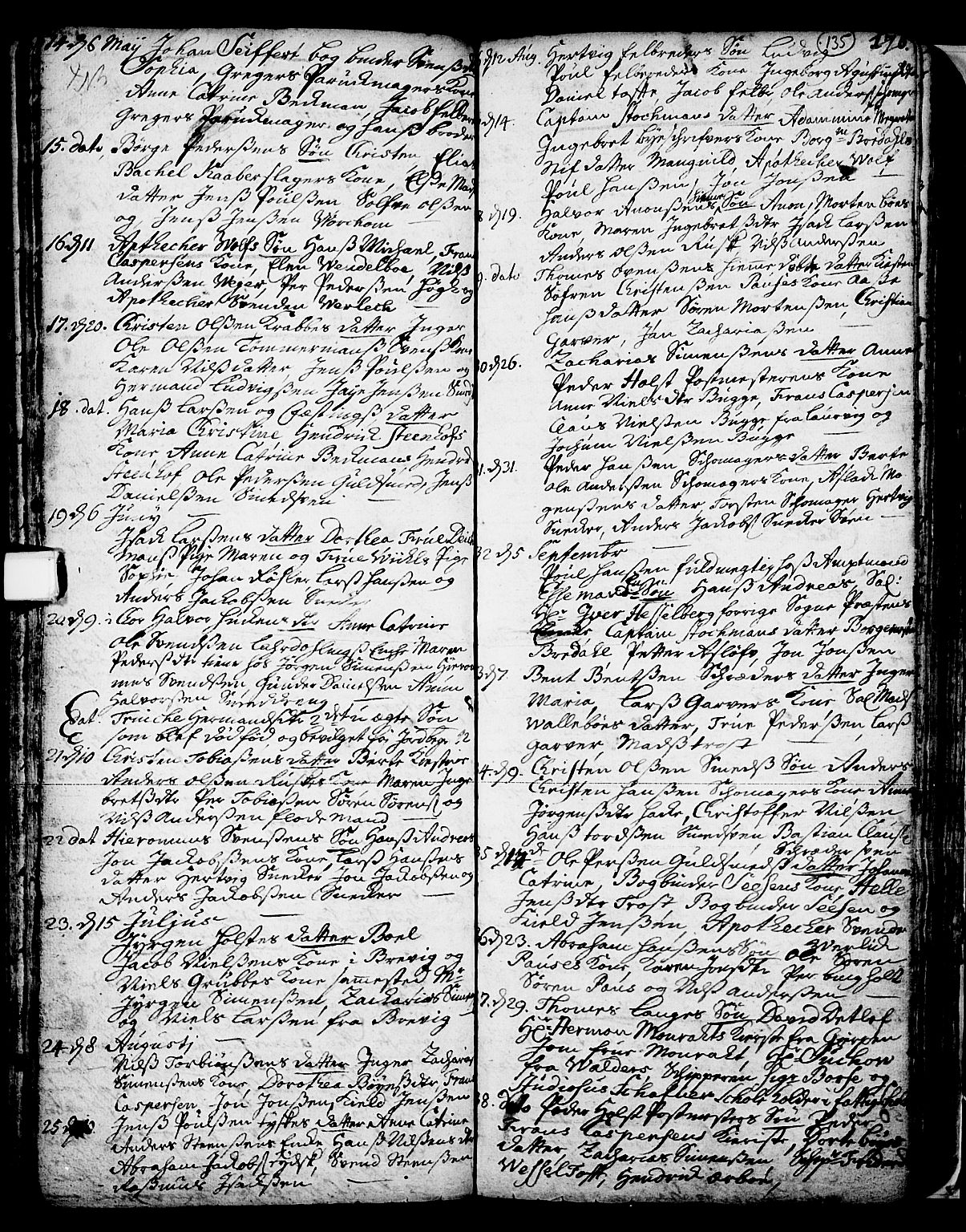 Skien kirkebøker, SAKO/A-302/F/Fa/L0002: Parish register (official) no. 2, 1716-1757, p. 135