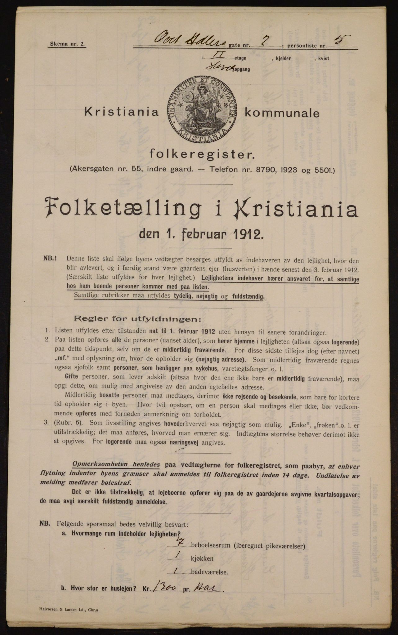 OBA, Municipal Census 1912 for Kristiania, 1912, p. 13500