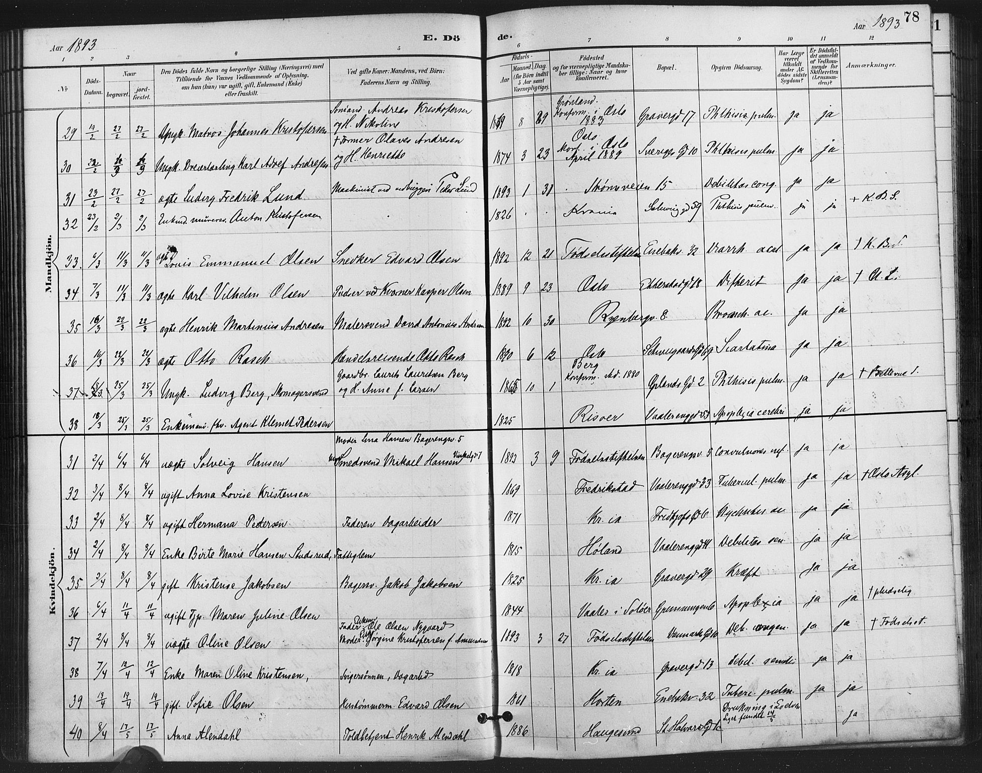 Gamlebyen prestekontor Kirkebøker, AV/SAO-A-10884/F/Fa/L0009: Parish register (official) no. 9, 1888-1909, p. 78