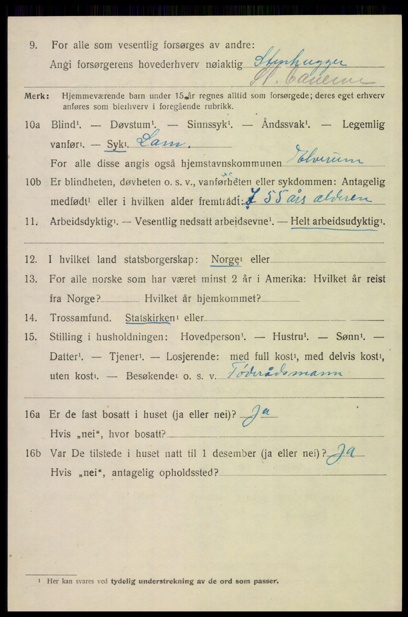 SAH, 1920 census for Elverum, 1920, p. 21209