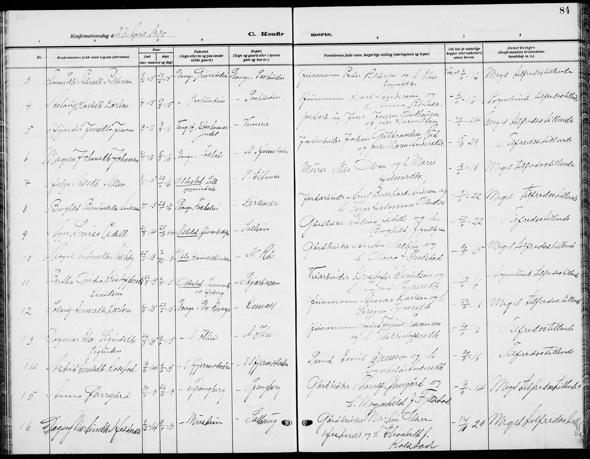 Stange prestekontor, AV/SAH-PREST-002/L/L0018: Parish register (copy) no. 18, 1929-1937, p. 84