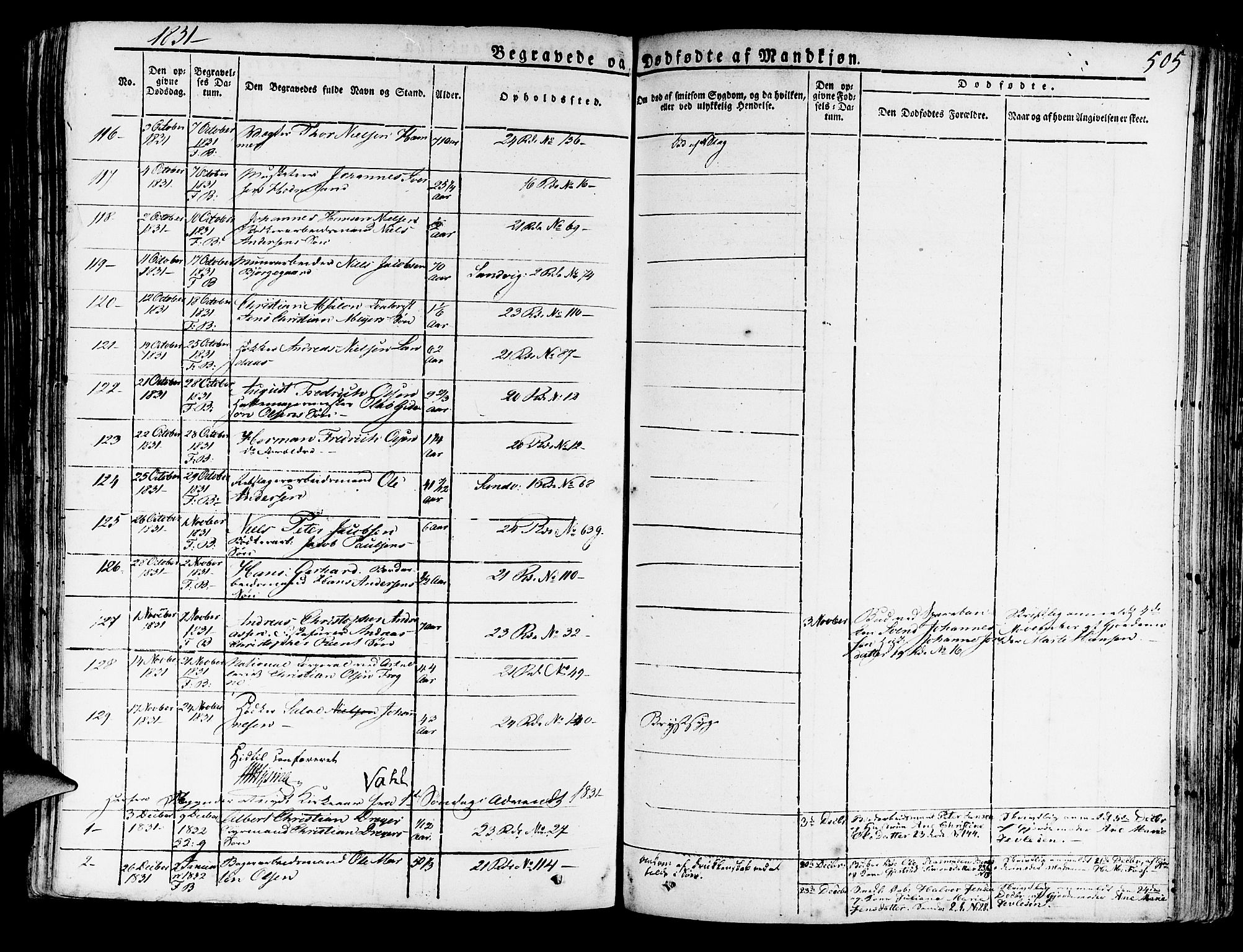 Korskirken sokneprestembete, AV/SAB-A-76101/H/Haa/L0014: Parish register (official) no. A 14, 1823-1835, p. 505