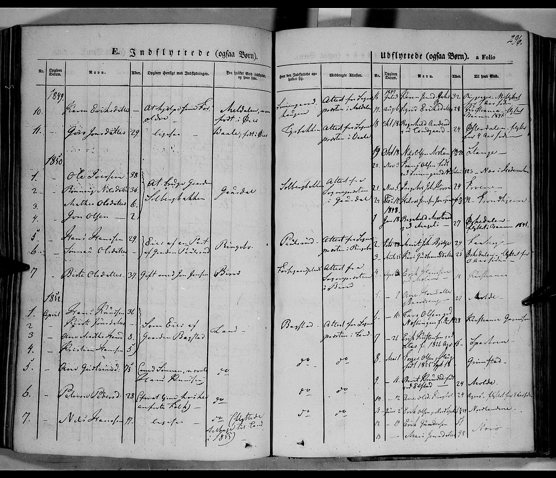 Øyer prestekontor, SAH/PREST-084/H/Ha/Haa/L0005: Parish register (official) no. 5, 1842-1857, p. 296