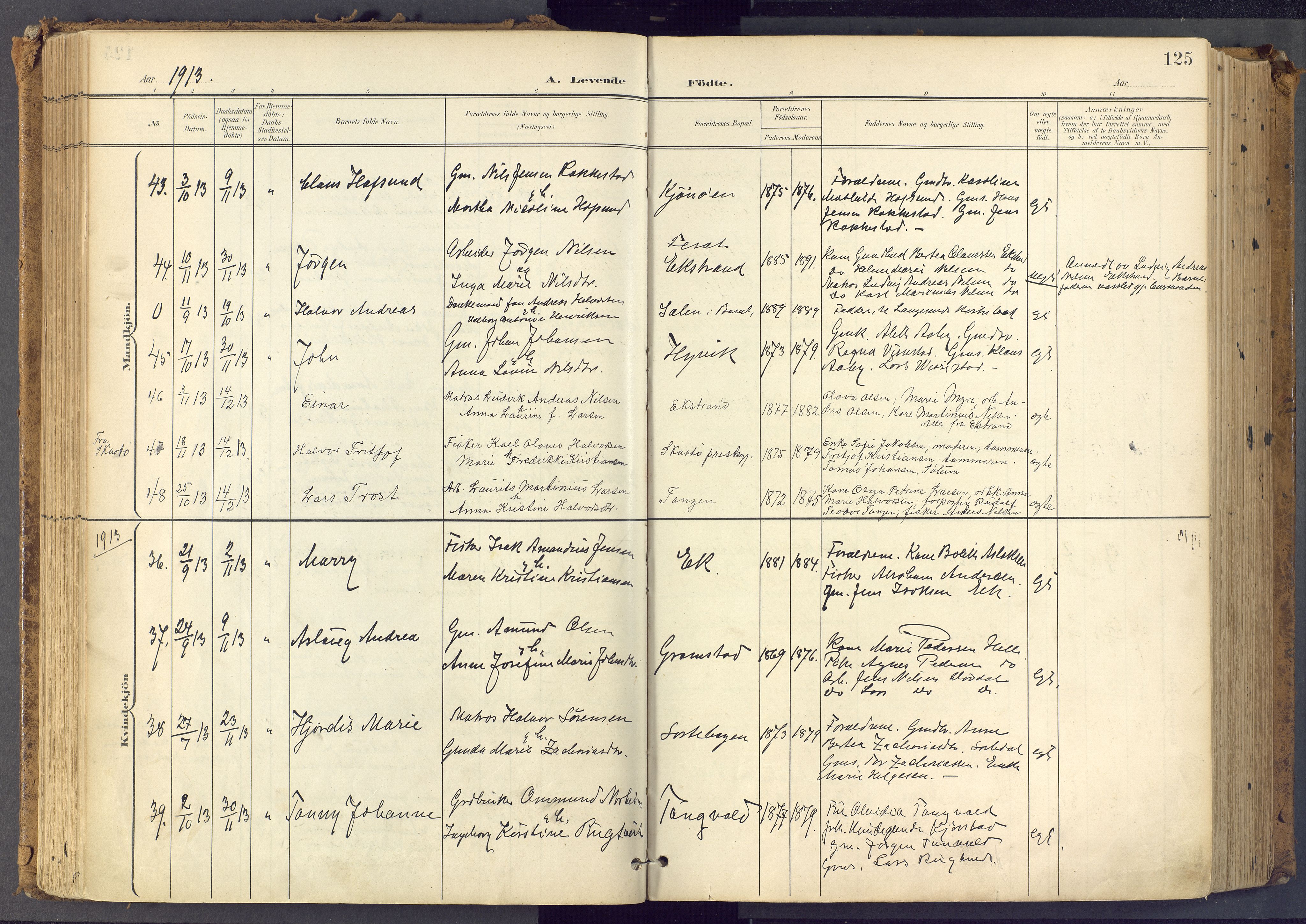 Bamble kirkebøker, SAKO/A-253/F/Fa/L0009: Parish register (official) no. I 9, 1901-1917, p. 125