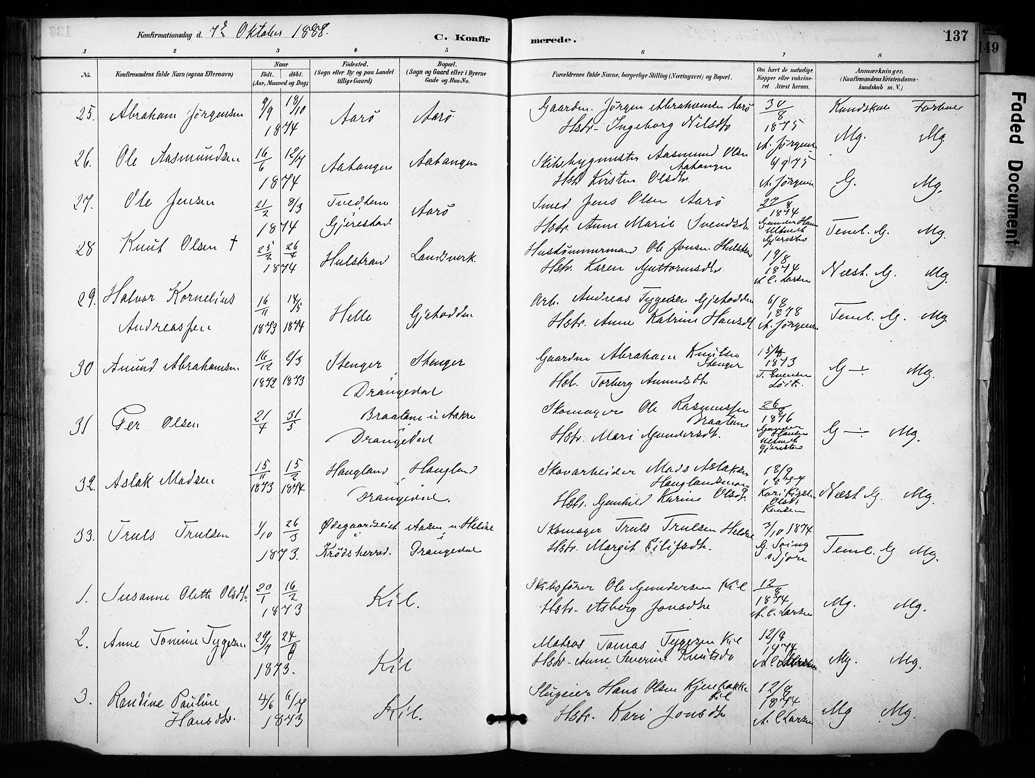 Sannidal kirkebøker, SAKO/A-296/F/Fa/L0015: Parish register (official) no. 15, 1884-1899, p. 137