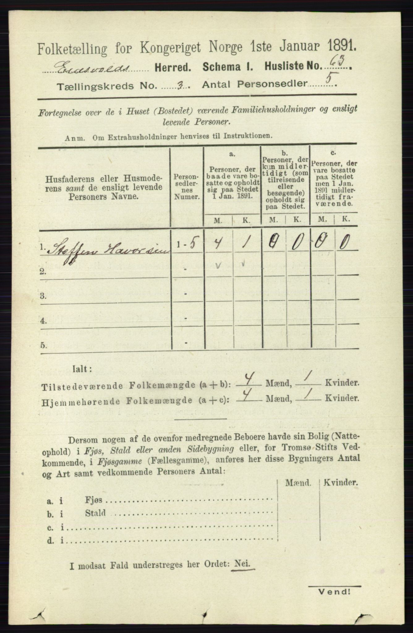 RA, 1891 census for 0237 Eidsvoll, 1891, p. 1582