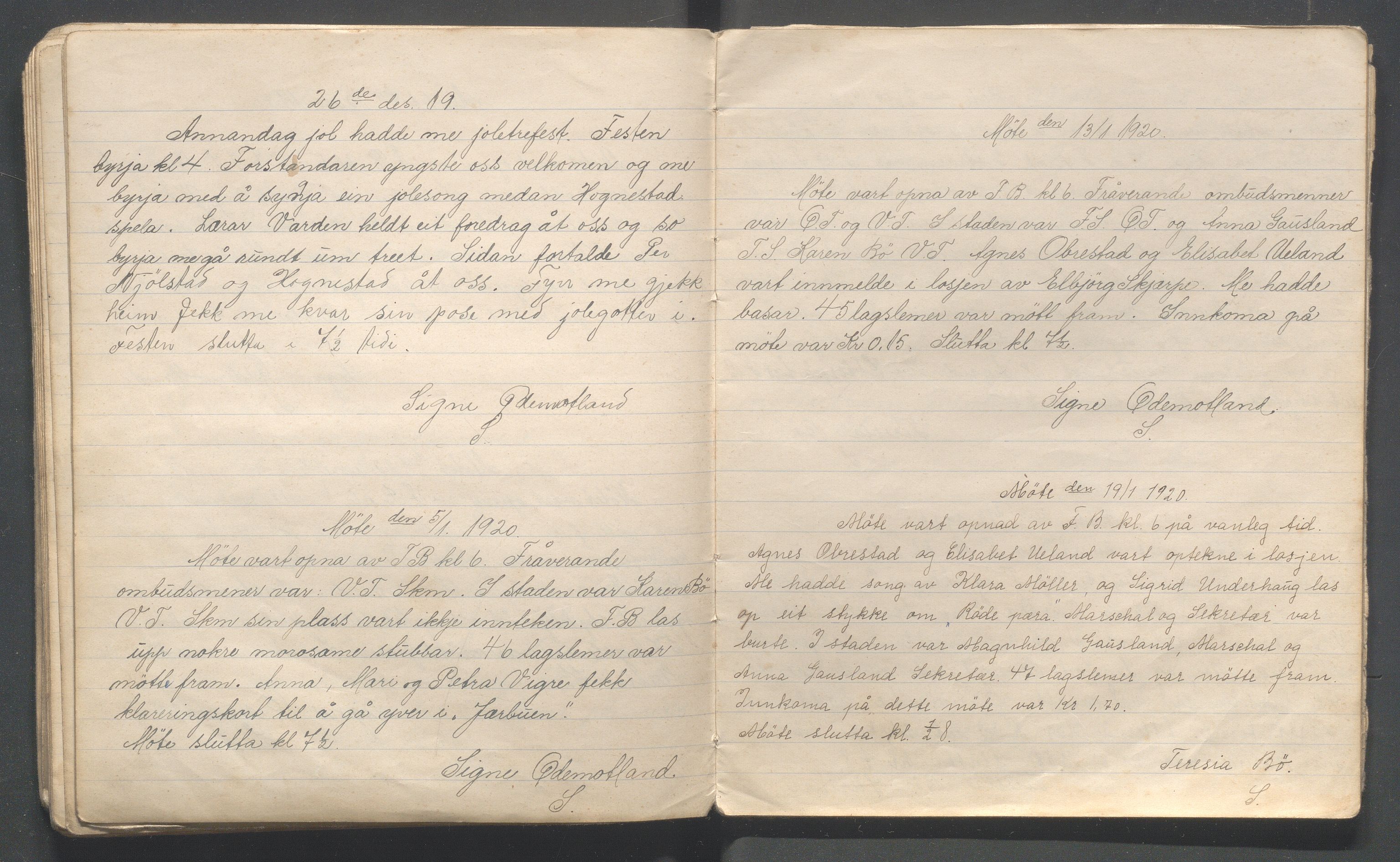 Hå kommune - PA 013 Barnelosje "Jadars Framtid" nr. 209, IKAR/K-102220/A/L0001: Møtebok, 1917-1921, p. 43