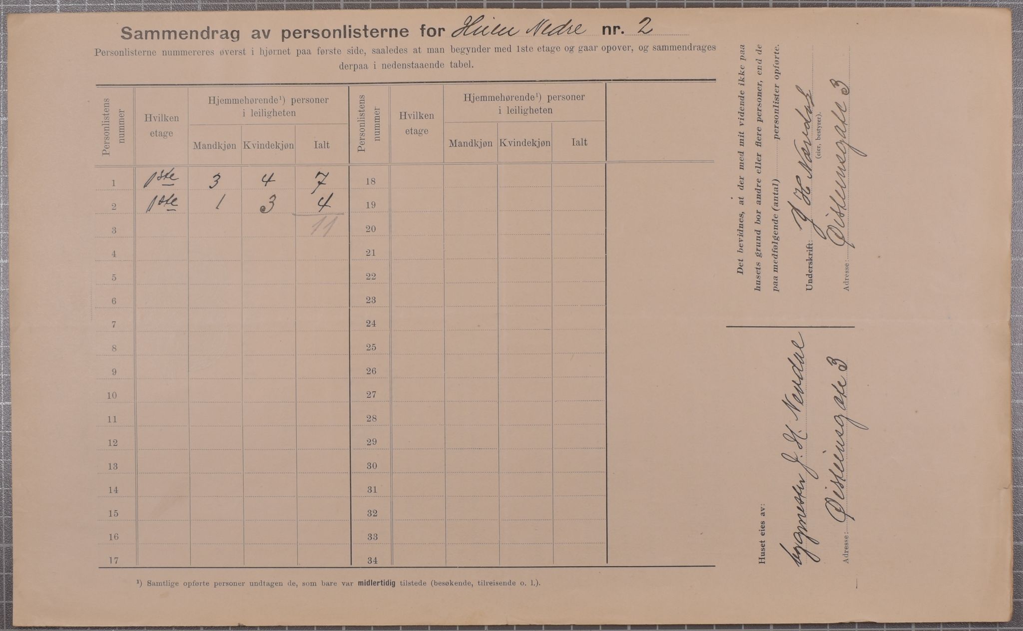 SAB, Municipal Census 1912 for Bergen, 1912, p. 1969