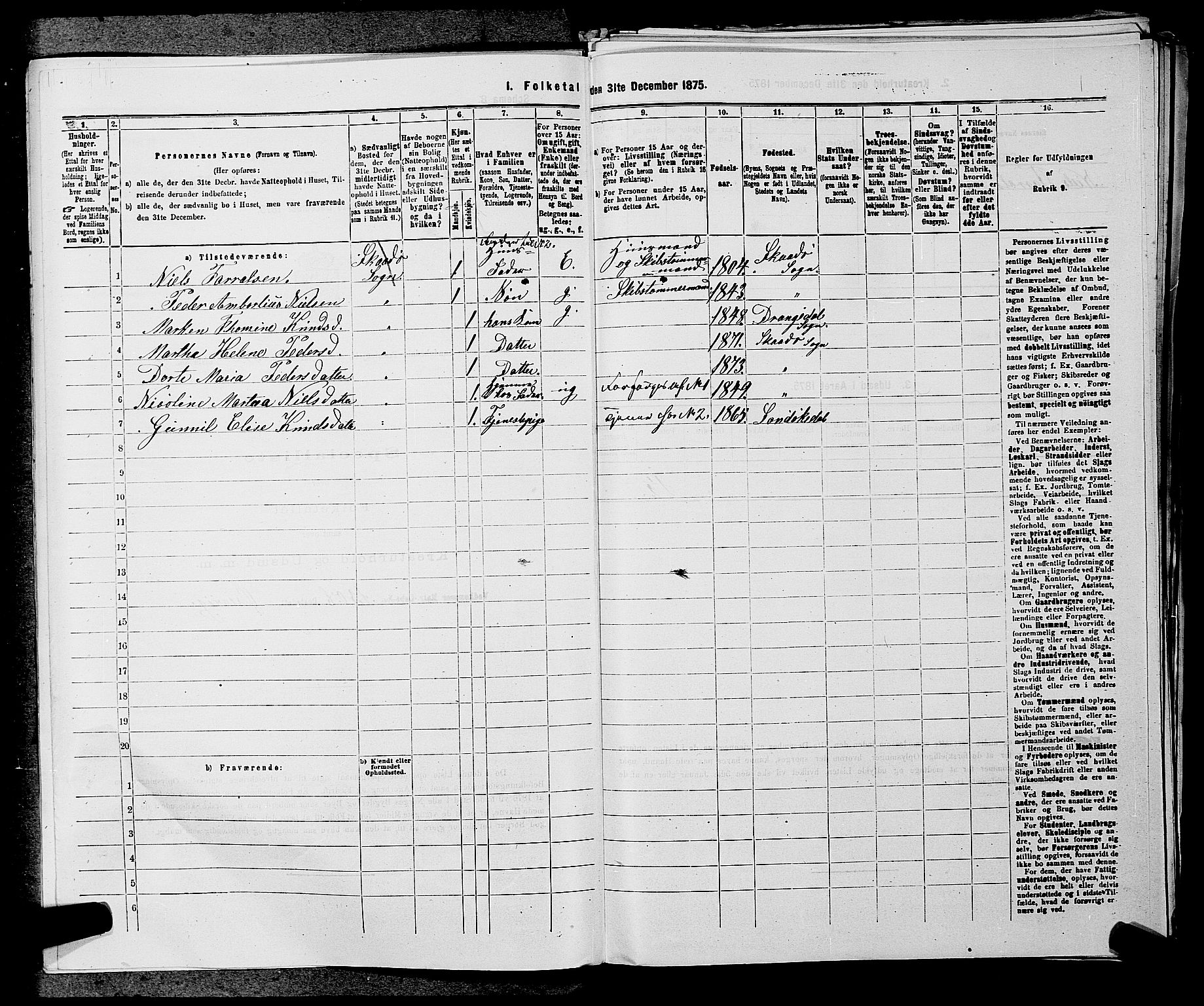 SAKO, 1875 census for 0816P Sannidal, 1875, p. 753