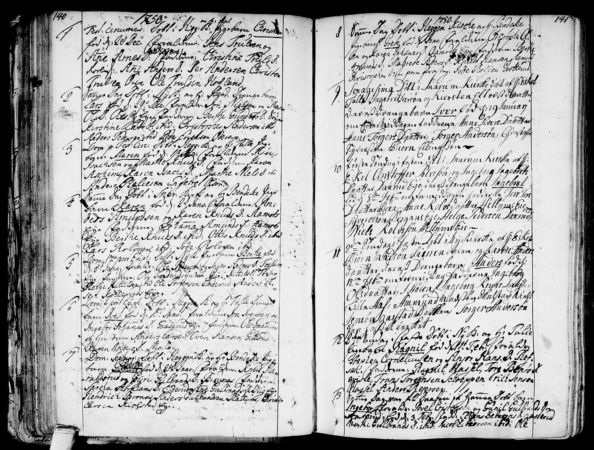 Modum kirkebøker, SAKO/A-234/F/Fa/L0002: Parish register (official) no. 2, 1741-1782, p. 140-141