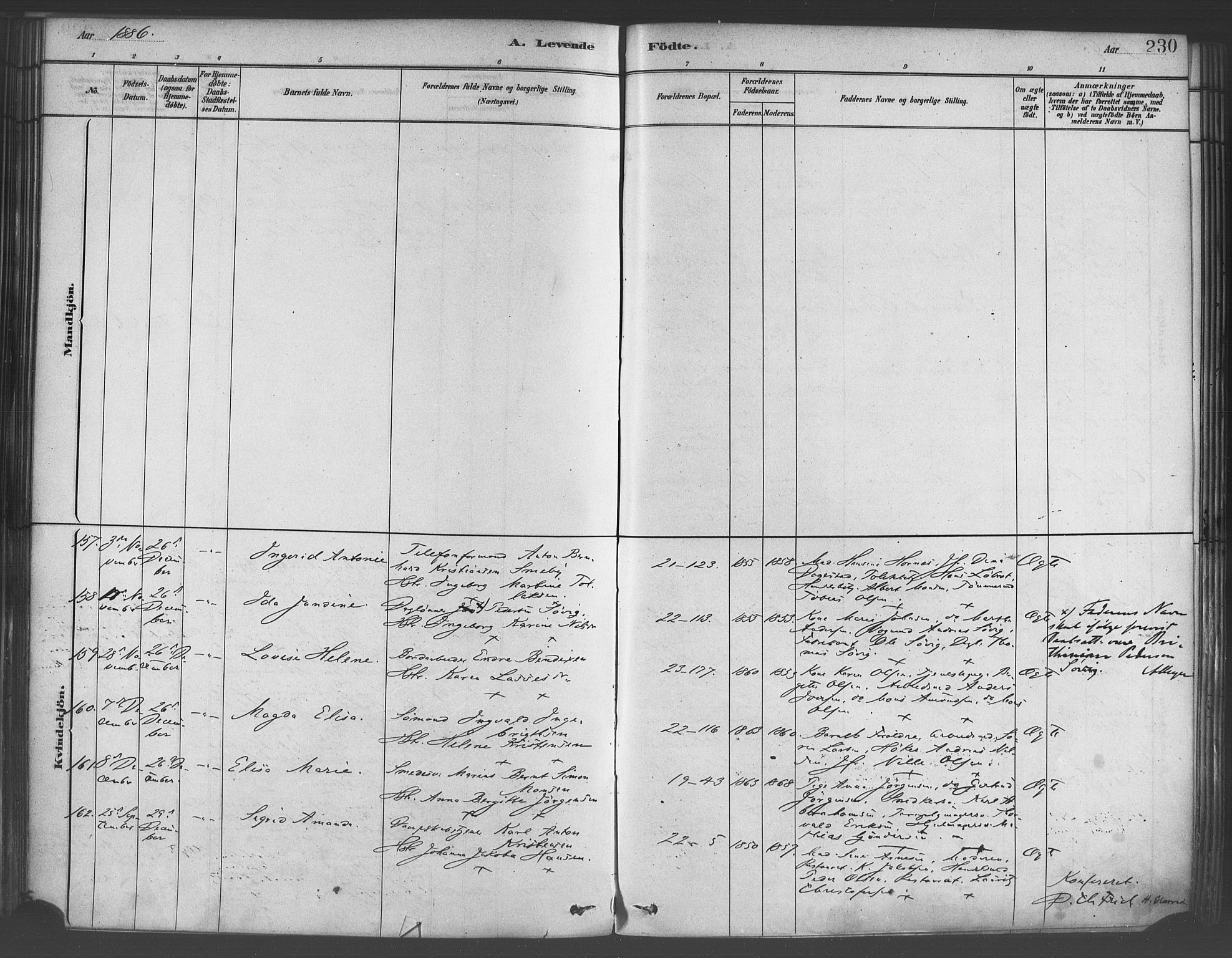 Korskirken sokneprestembete, AV/SAB-A-76101/H/Haa/L0021: Parish register (official) no. B 7, 1878-1889, p. 230