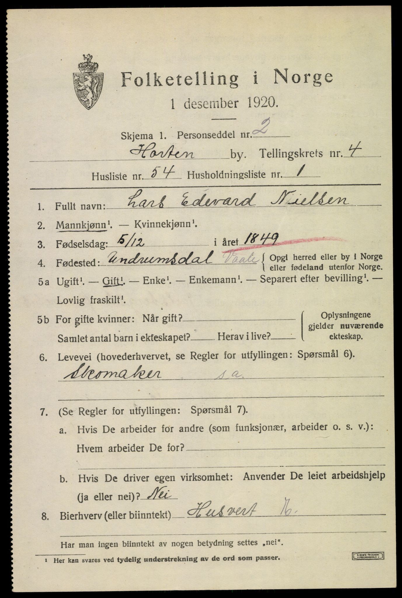 SAKO, 1920 census for Horten, 1920, p. 17201