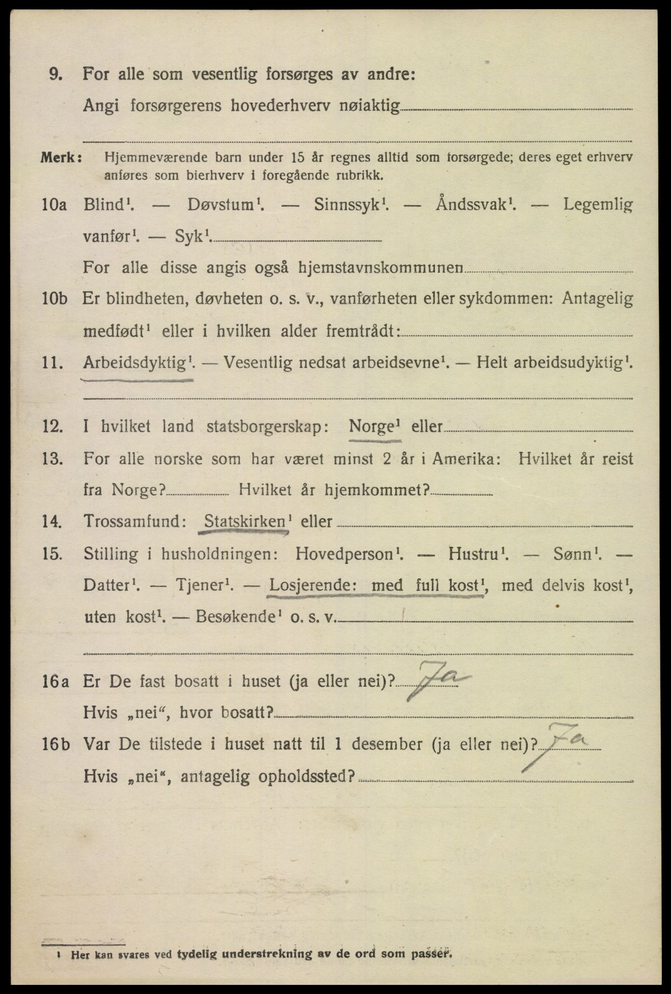 SAK, 1920 census for Oddernes, 1920, p. 5294