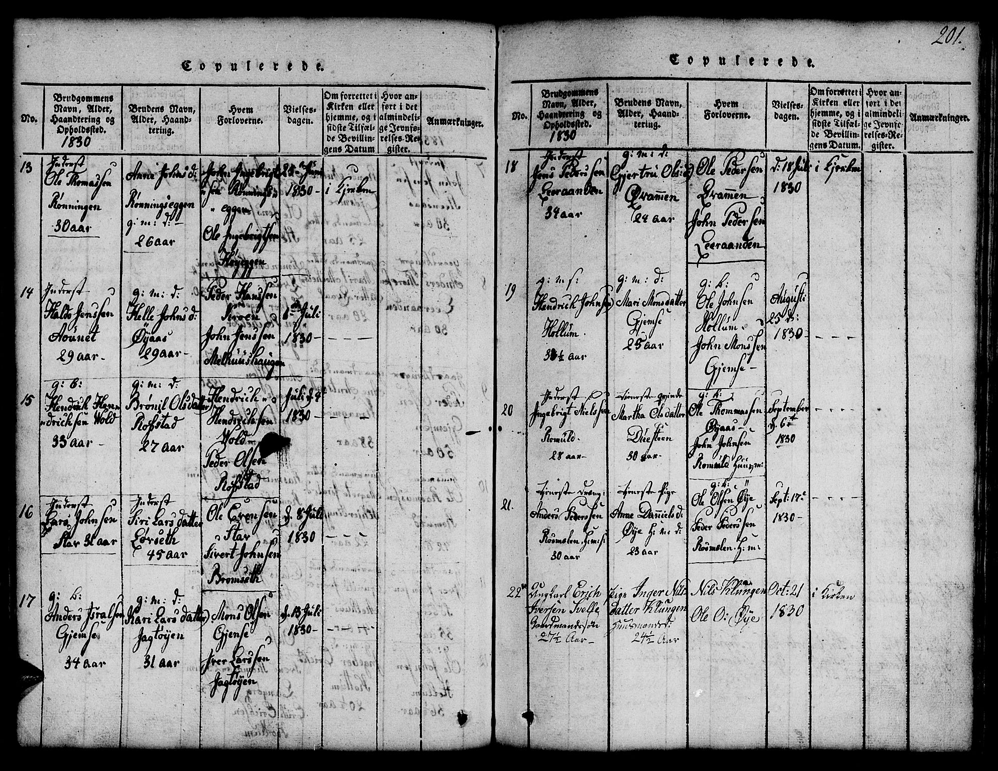 Ministerialprotokoller, klokkerbøker og fødselsregistre - Sør-Trøndelag, SAT/A-1456/691/L1092: Parish register (copy) no. 691C03, 1816-1852, p. 201