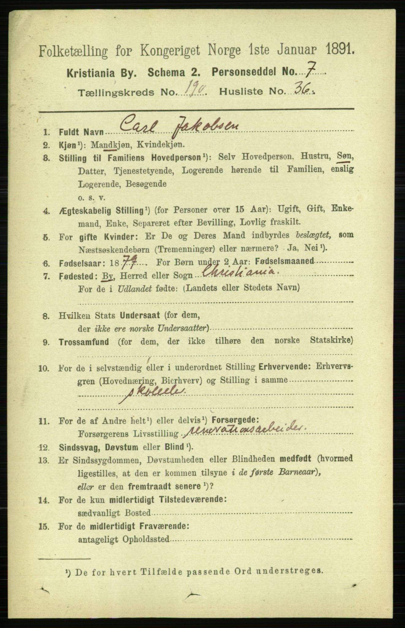 RA, 1891 census for 0301 Kristiania, 1891, p. 114571
