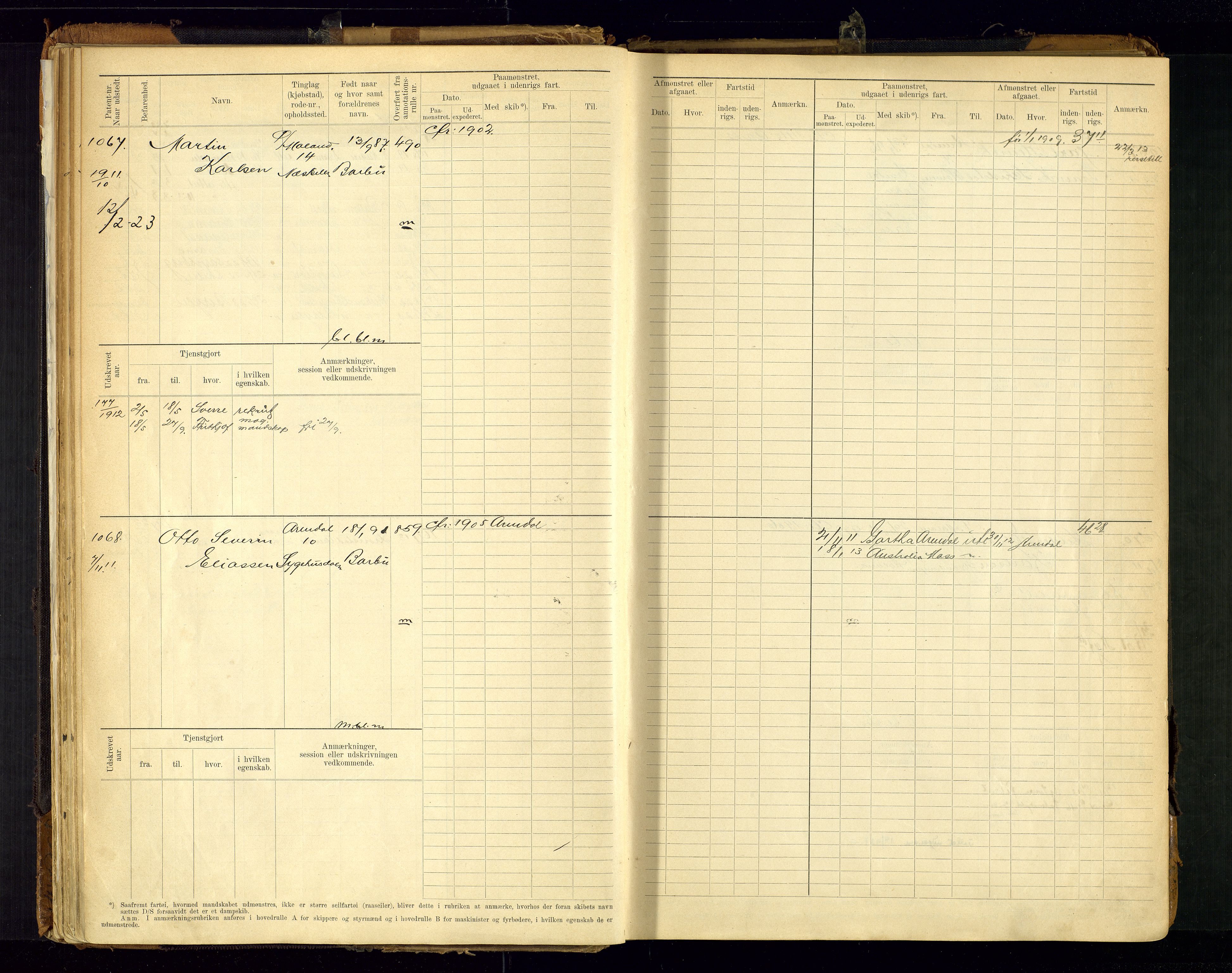 Arendal mønstringskrets, SAK/2031-0012/F/Fb/L0021: Hovedrulle A nr 969-1465, S-19, 1910-1914, p. 54