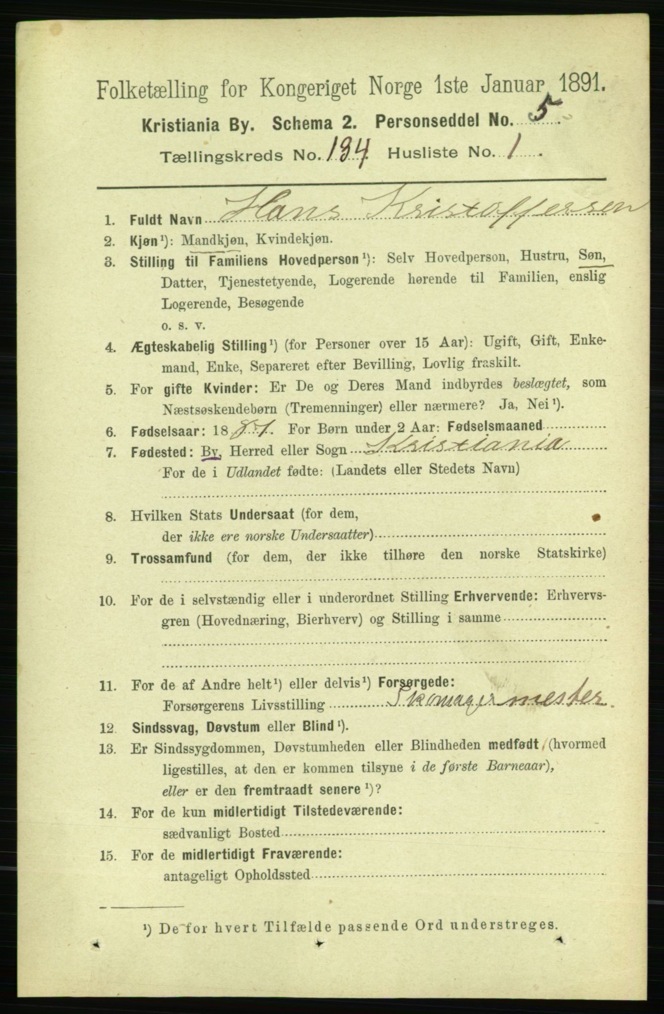 RA, 1891 census for 0301 Kristiania, 1891, p. 73510