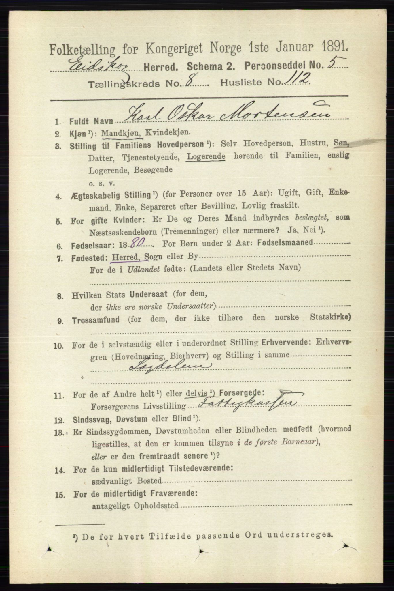 RA, 1891 census for 0420 Eidskog, 1891, p. 5189