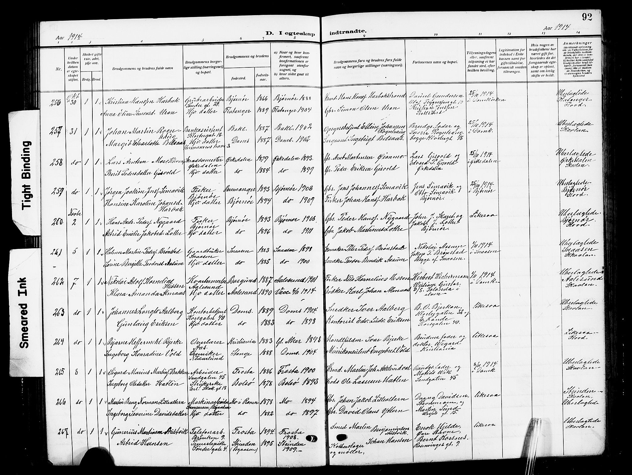 Ministerialprotokoller, klokkerbøker og fødselsregistre - Sør-Trøndelag, SAT/A-1456/601/L0097: Parish register (copy) no. 601C15, 1911-1921, p. 92