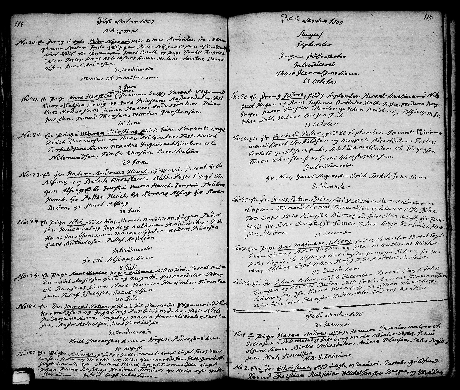 Kragerø kirkebøker, SAKO/A-278/G/Ga/L0001: Parish register (copy) no. 1 /1, 1806-1811, p. 114-115