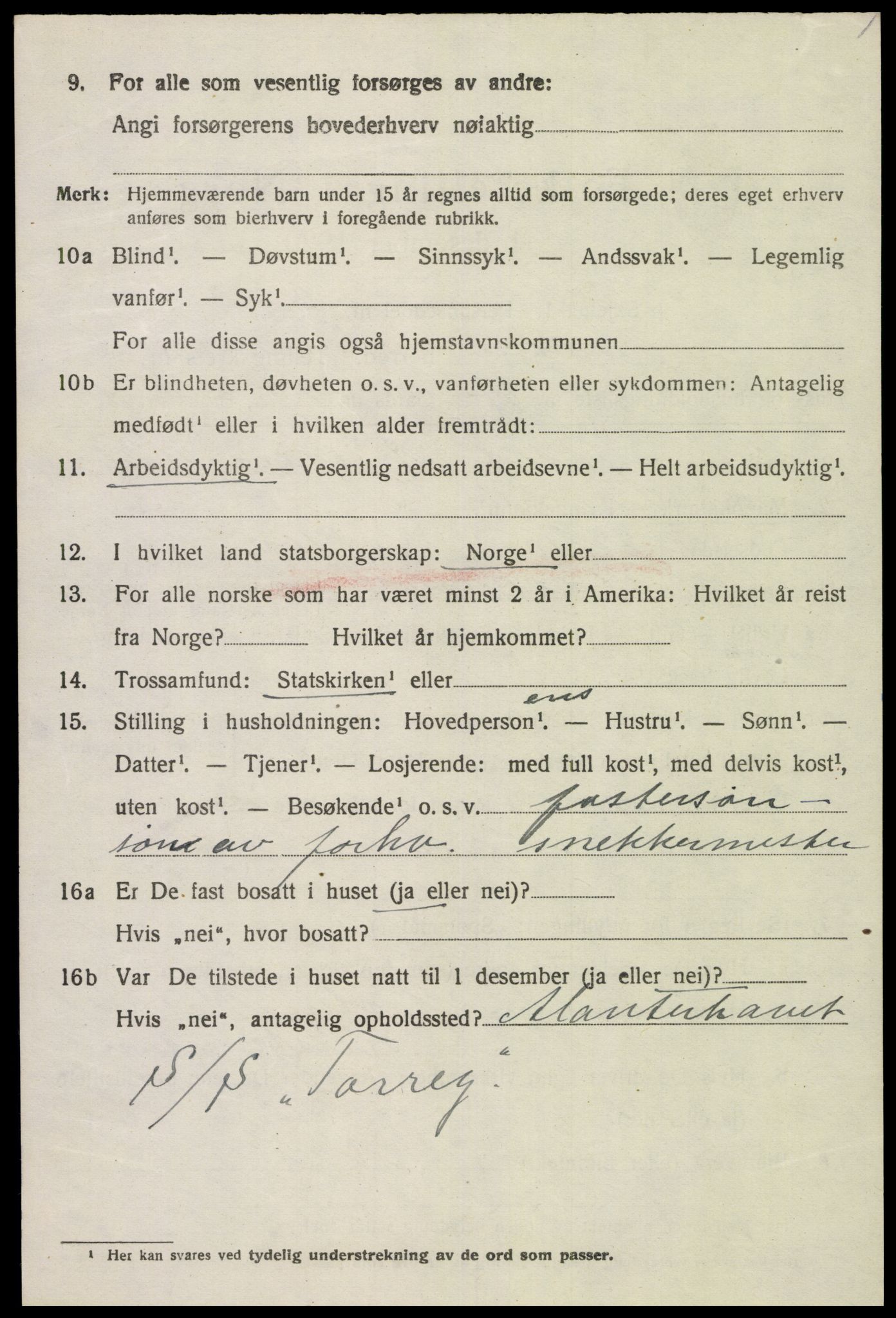 SAK, 1920 census for Lista, 1920, p. 6368