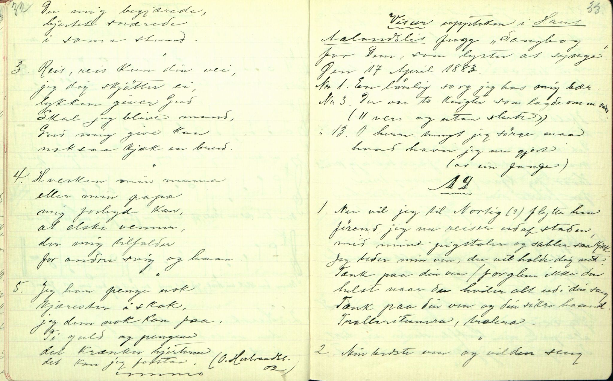 Rikard Berge, TEMU/TGM-A-1003/F/L0001/0022: 001-030 Innholdslister / 18. Plebei-visur (Laagfolkeleg poesi, skilingsdikt), 1902, p. 32-33