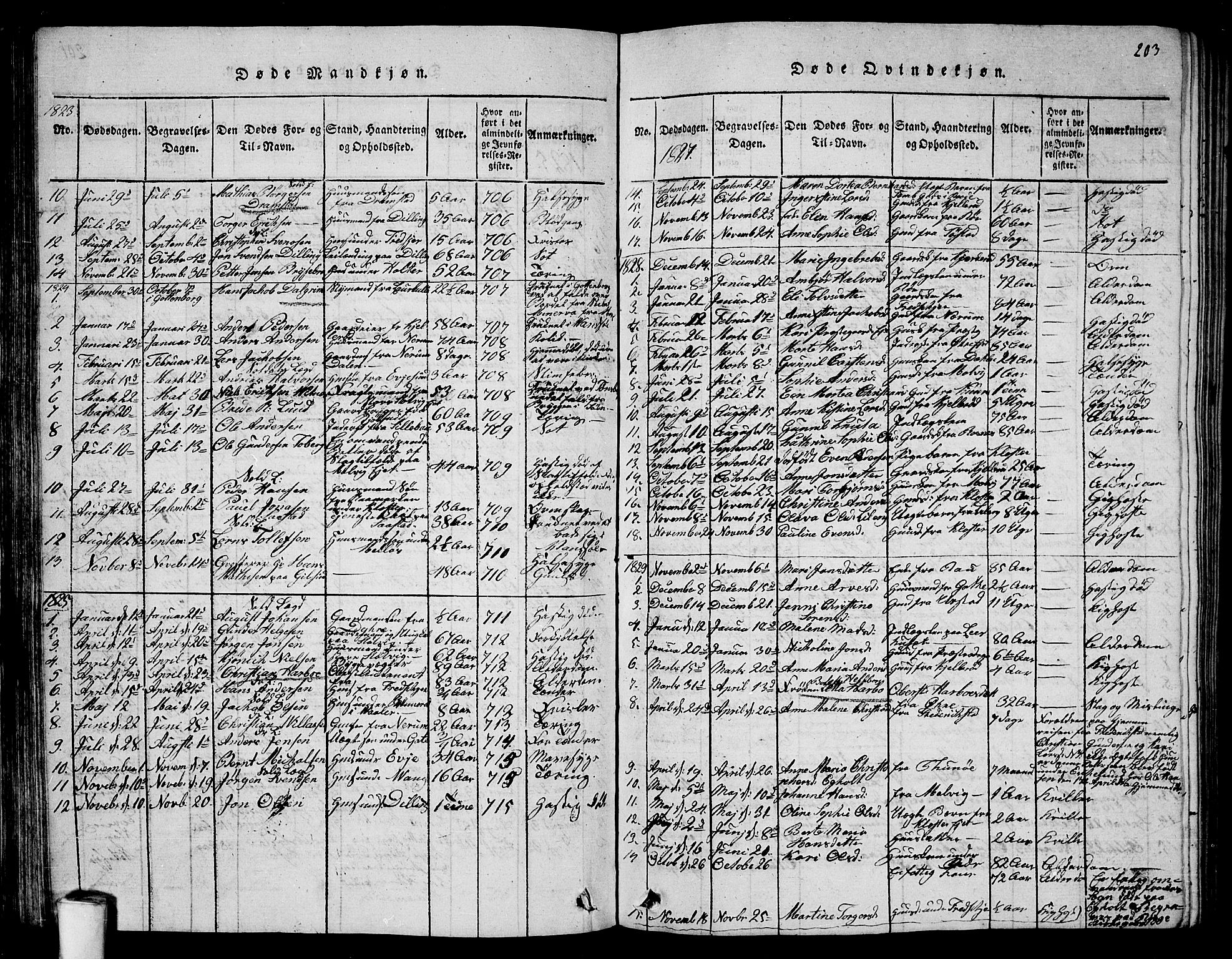 Rygge prestekontor Kirkebøker, AV/SAO-A-10084b/G/Ga/L0001: Parish register (copy) no. 1, 1814-1871, p. 202-203