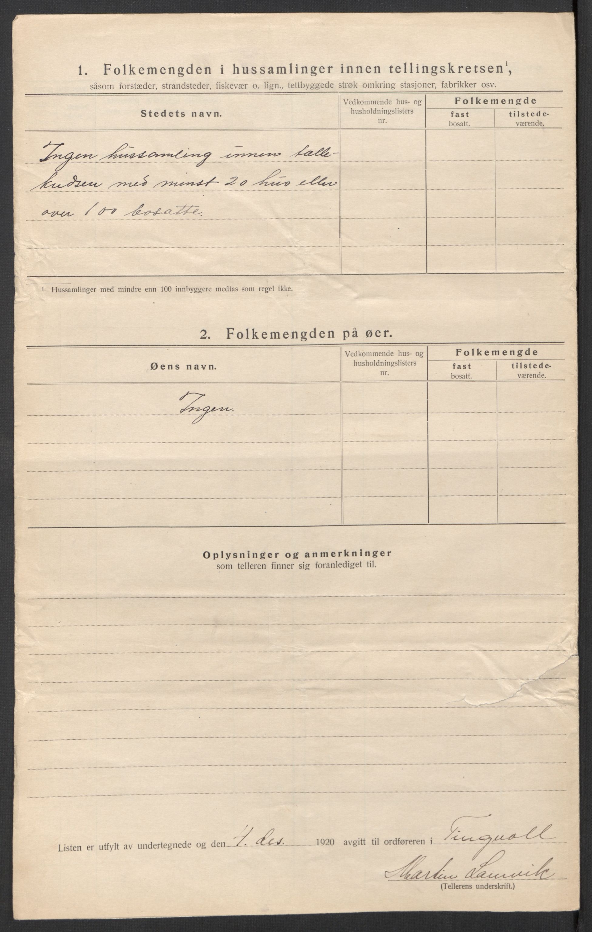 SAT, 1920 census for Tingvoll, 1920, p. 23