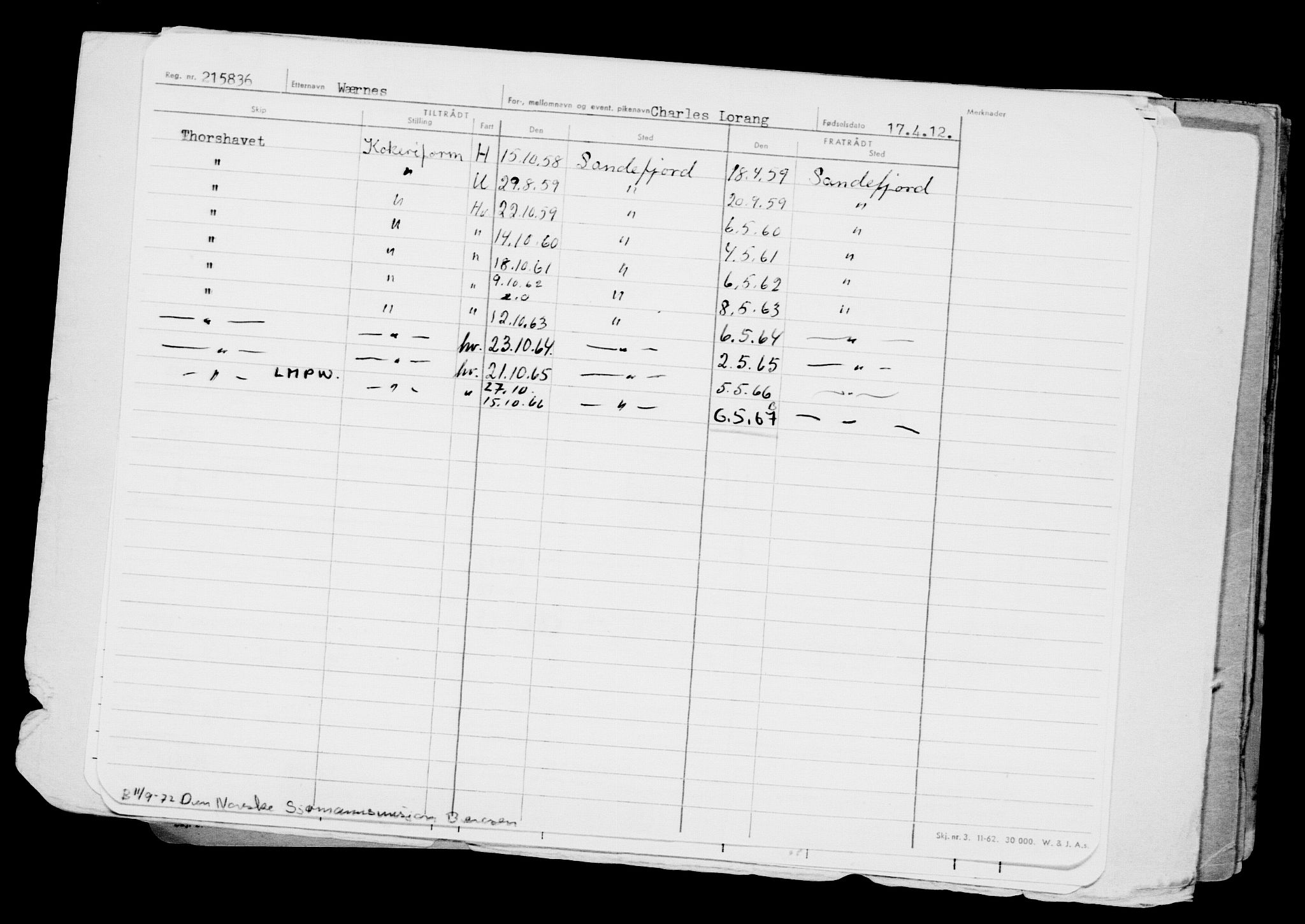 Direktoratet for sjømenn, RA/S-3545/G/Gb/L0103: Hovedkort, 1912, p. 820