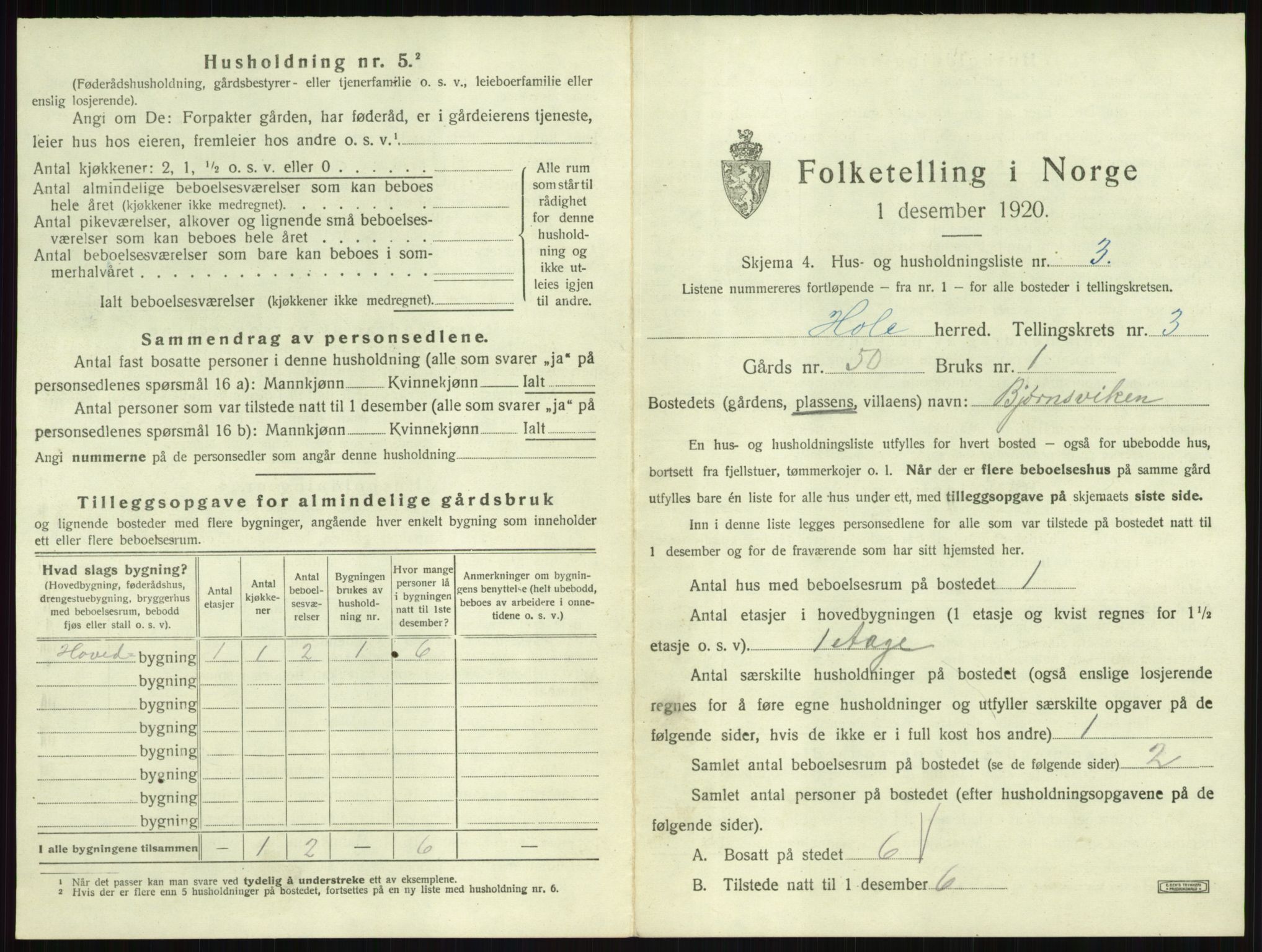 SAKO, 1920 census for Hole, 1920, p. 371