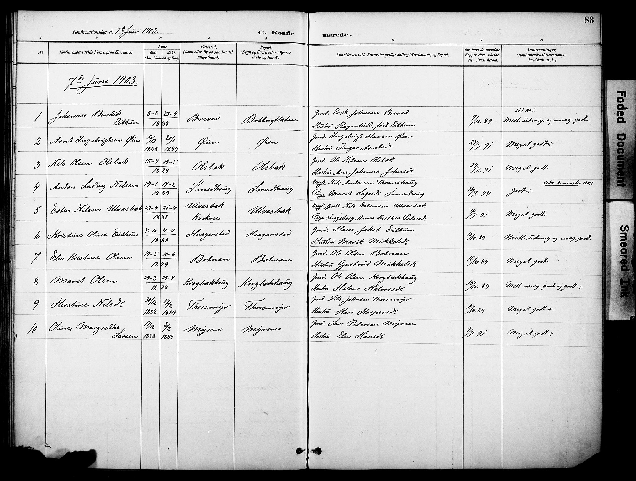 Kvikne prestekontor, SAH/PREST-064/H/Ha/Haa/L0007: Parish register (official) no. 7, 1887-1911, p. 83